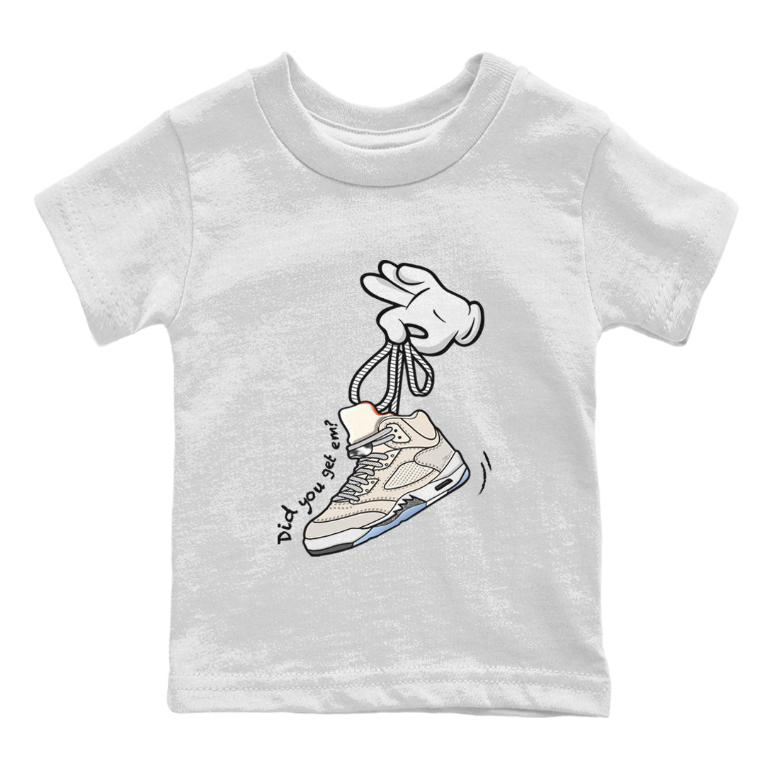 Air Jordan 5 Craft Sneaker Match Tees Cartoon Hands Streetwear Sneaker Shirt Air Jordan 5 Retro Craft Tees Kids Shirts White 2