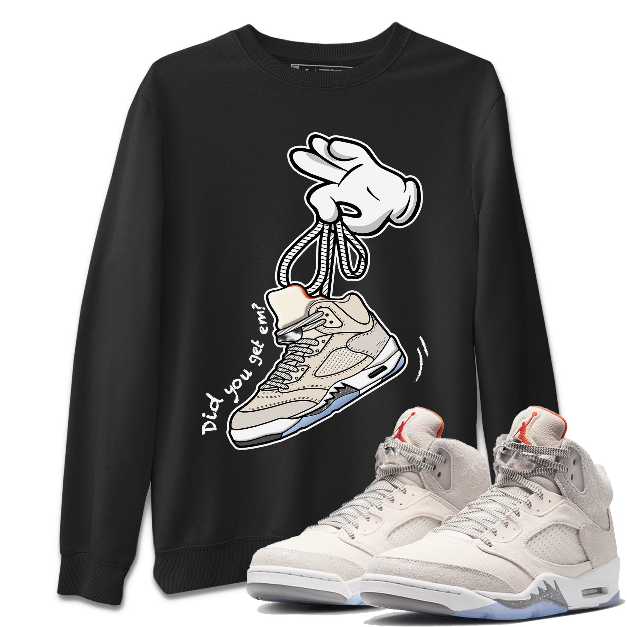 Air Jordan 5 Craft Sneaker Match Tees Cartoon Hands Streetwear Sneaker Shirt Air Jordan 5 Retro Craft Tees Unisex Shirts Black 1