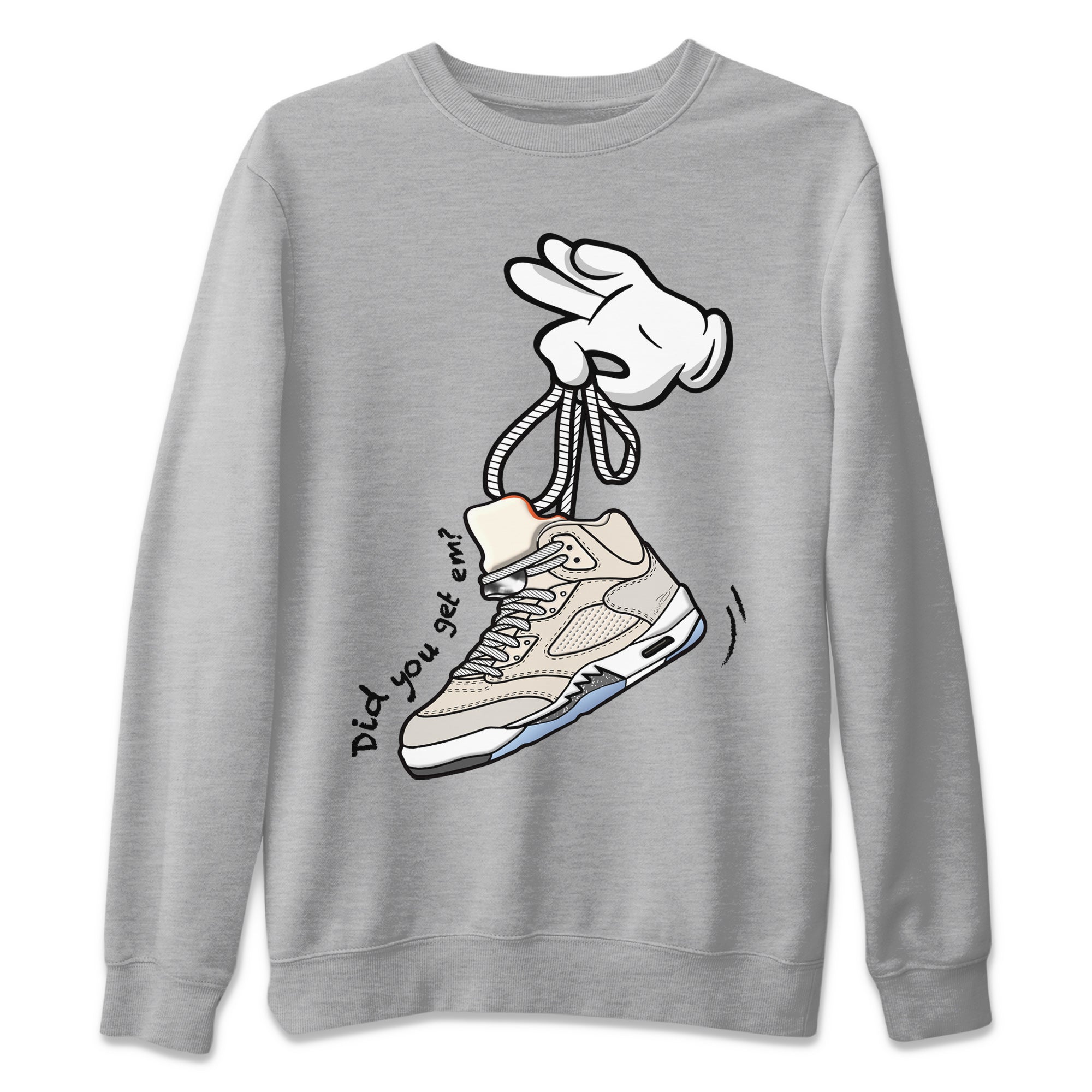 Air Jordan 5 Craft Sneaker Match Tees Cartoon Hands Streetwear Sneaker Shirt Air Jordan 5 Retro Craft Tees Unisex Shirts Heather Grey 2