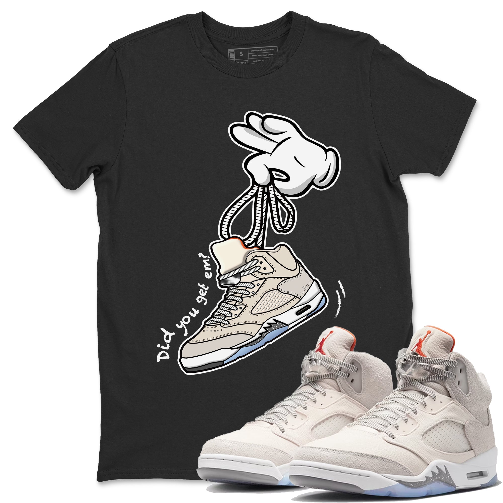 Air Jordan 5 Craft Sneaker Match Tees Cartoon Hands Streetwear Sneaker Shirt Air Jordan 5 Retro Craft Tees Unisex Shirts Black 1