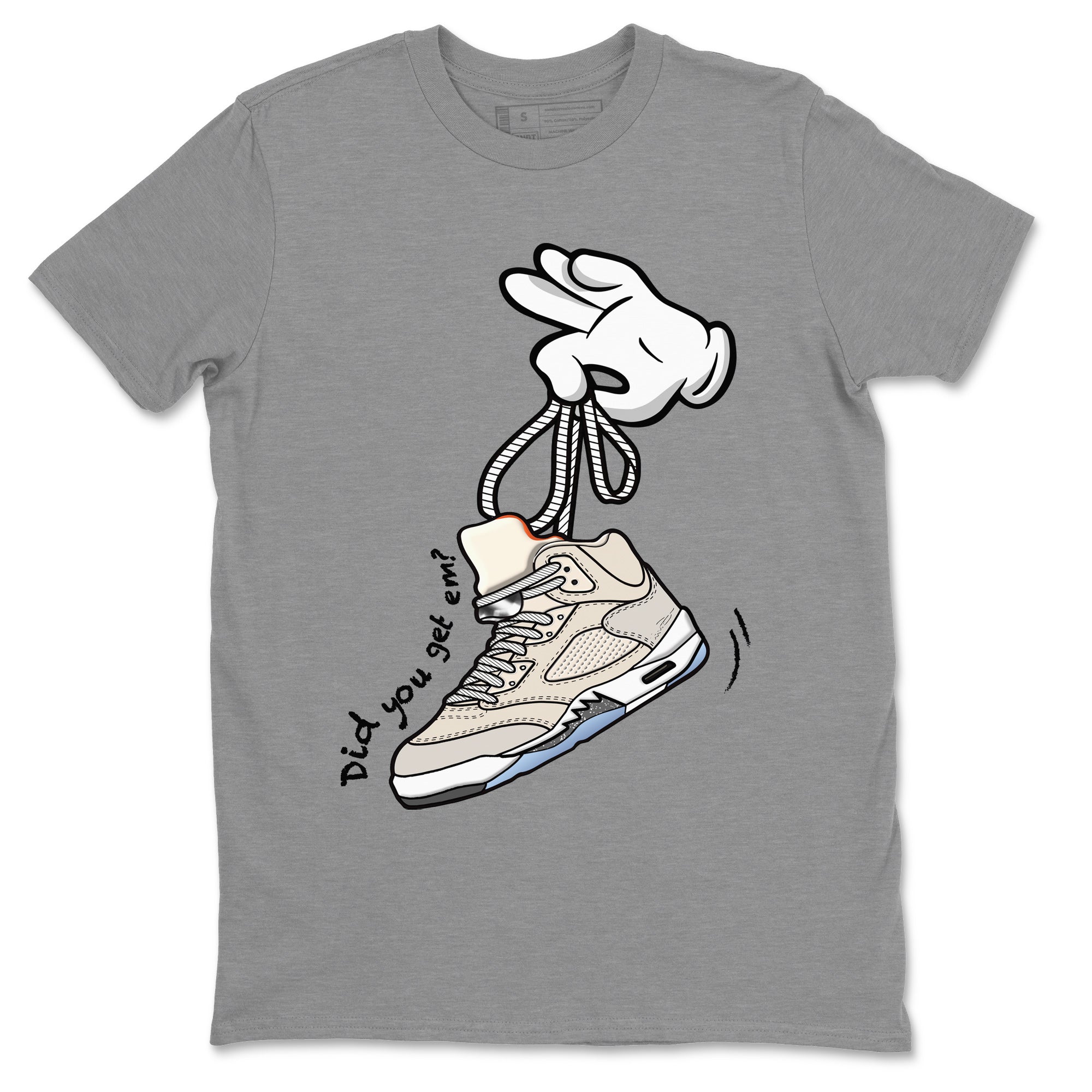 Air Jordan 5 Craft Sneaker Match Tees Cartoon Hands Streetwear Sneaker Shirt Air Jordan 5 Retro Craft Tees Unisex Shirts Heather Grey 2