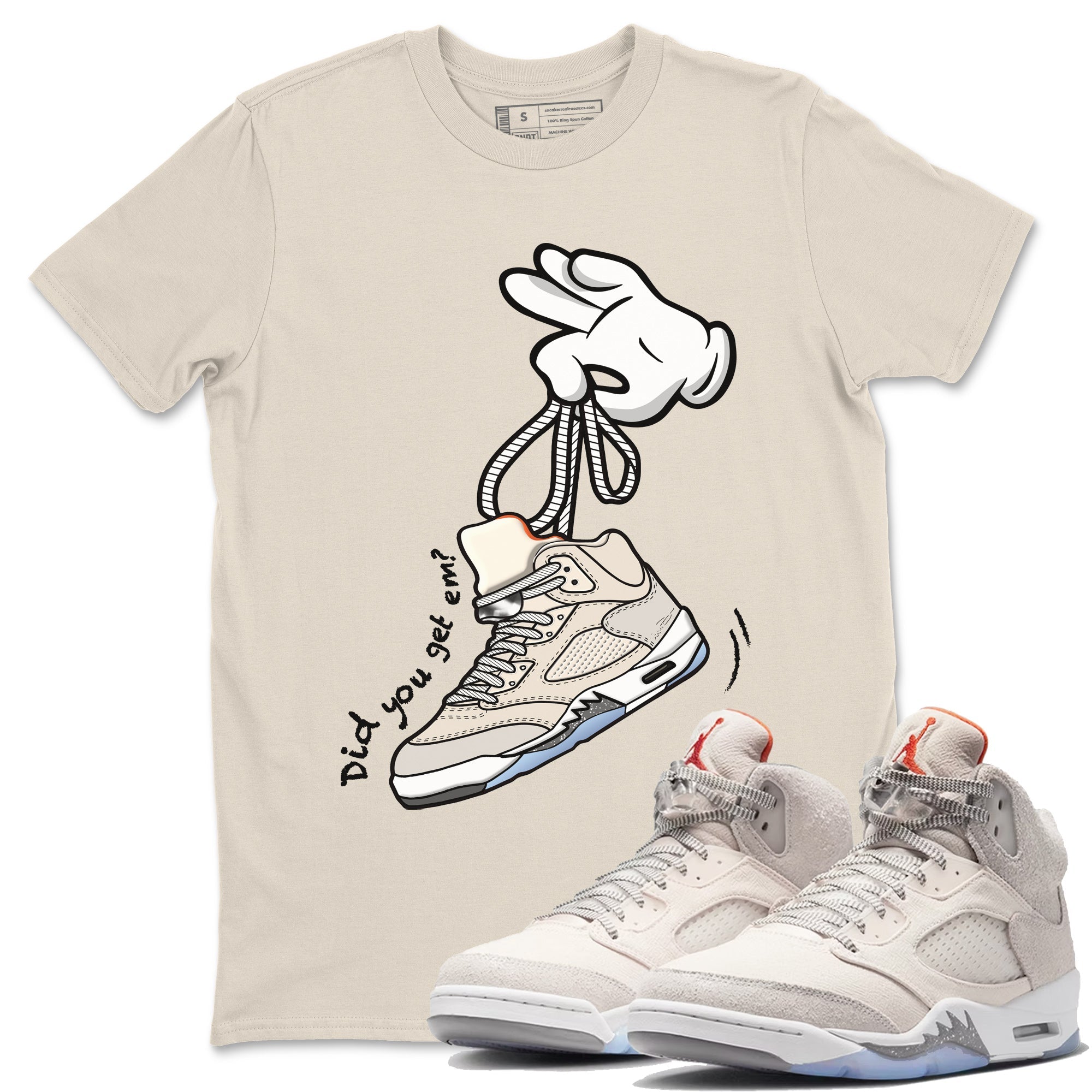 Air Jordan 5 Craft Sneaker Match Tees Cartoon Hands Streetwear Sneaker Shirt Air Jordan 5 Retro Craft Tees Unisex Shirts Natural 1