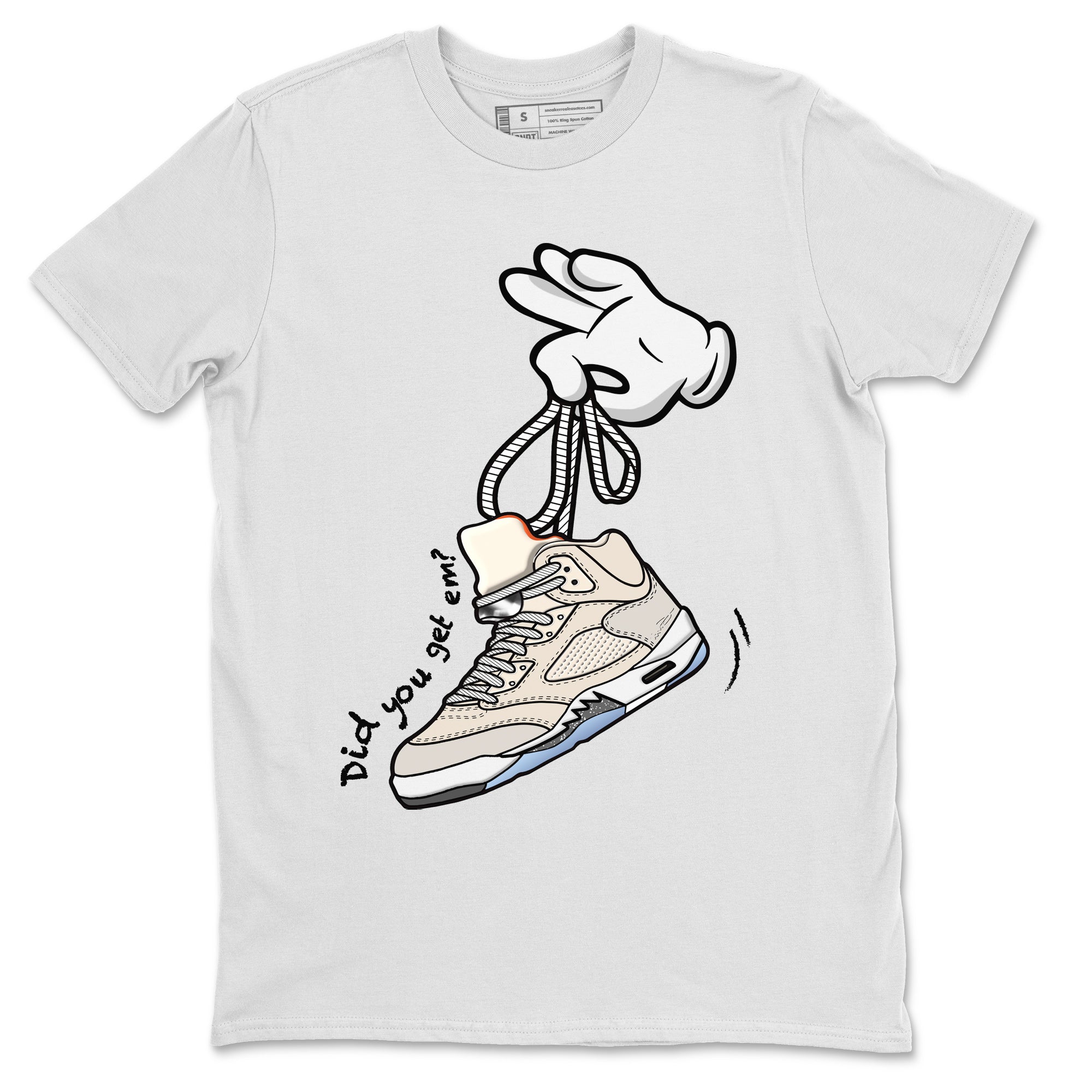 Air Jordan 5 Craft Sneaker Match Tees Cartoon Hands Streetwear Sneaker Shirt Air Jordan 5 Retro Craft Tees Unisex Shirts White 2