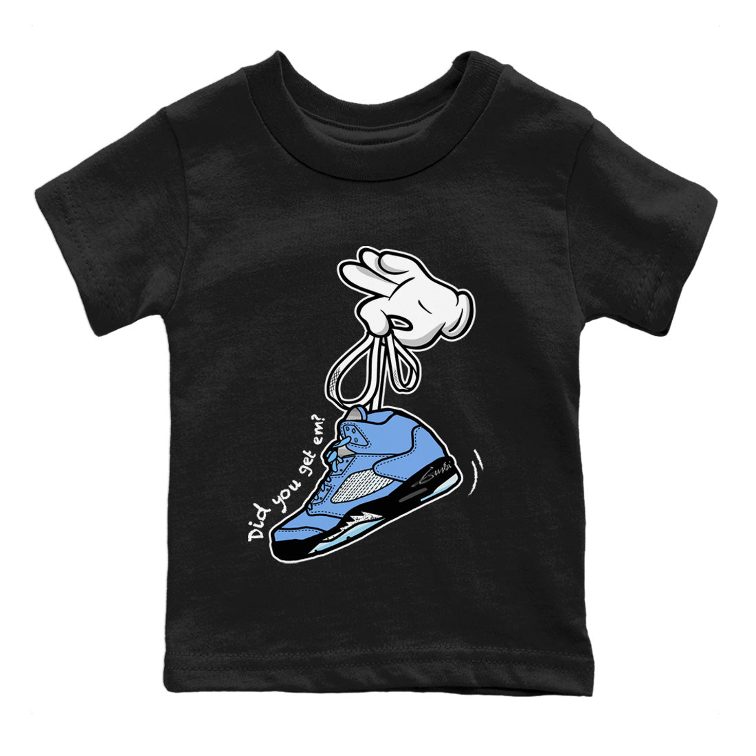 Air Jordan 5 UNC Cartoon Hands Baby and Kids Sneaker Tees Air Jordan 5 Retro UNC Kids Sneaker Tees Washing and Care Tip