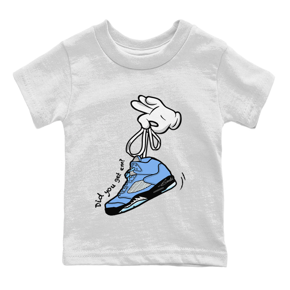 Air Jordan 5 UNC Shirt To Match Jordans Cartoon Hands Sneaker Tees Air Jordan 5 Retro UNC Drip Gear Zone Sneaker Matching Clothing Kids Shirts White 2