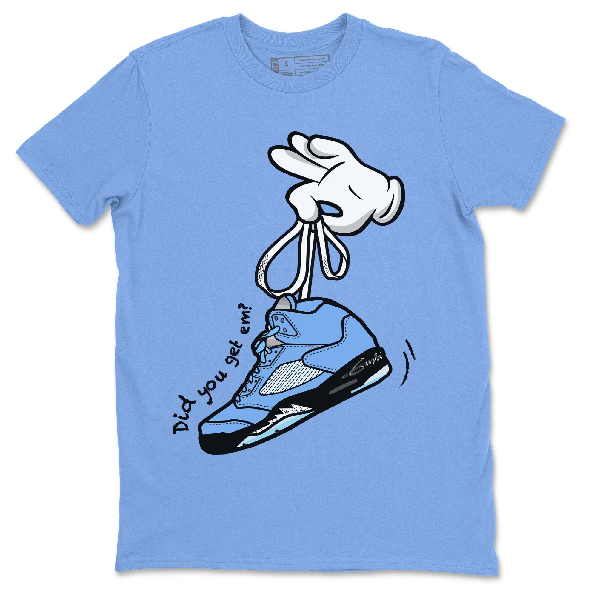 Air Jordan 5 UNC Shirt To Match Jordans Cartoon Hands Sneaker Tees Air Jordan 5 Retro UNC Drip Gear Zone Sneaker Matching Clothing Unisex Shirts Carolina Blue 2