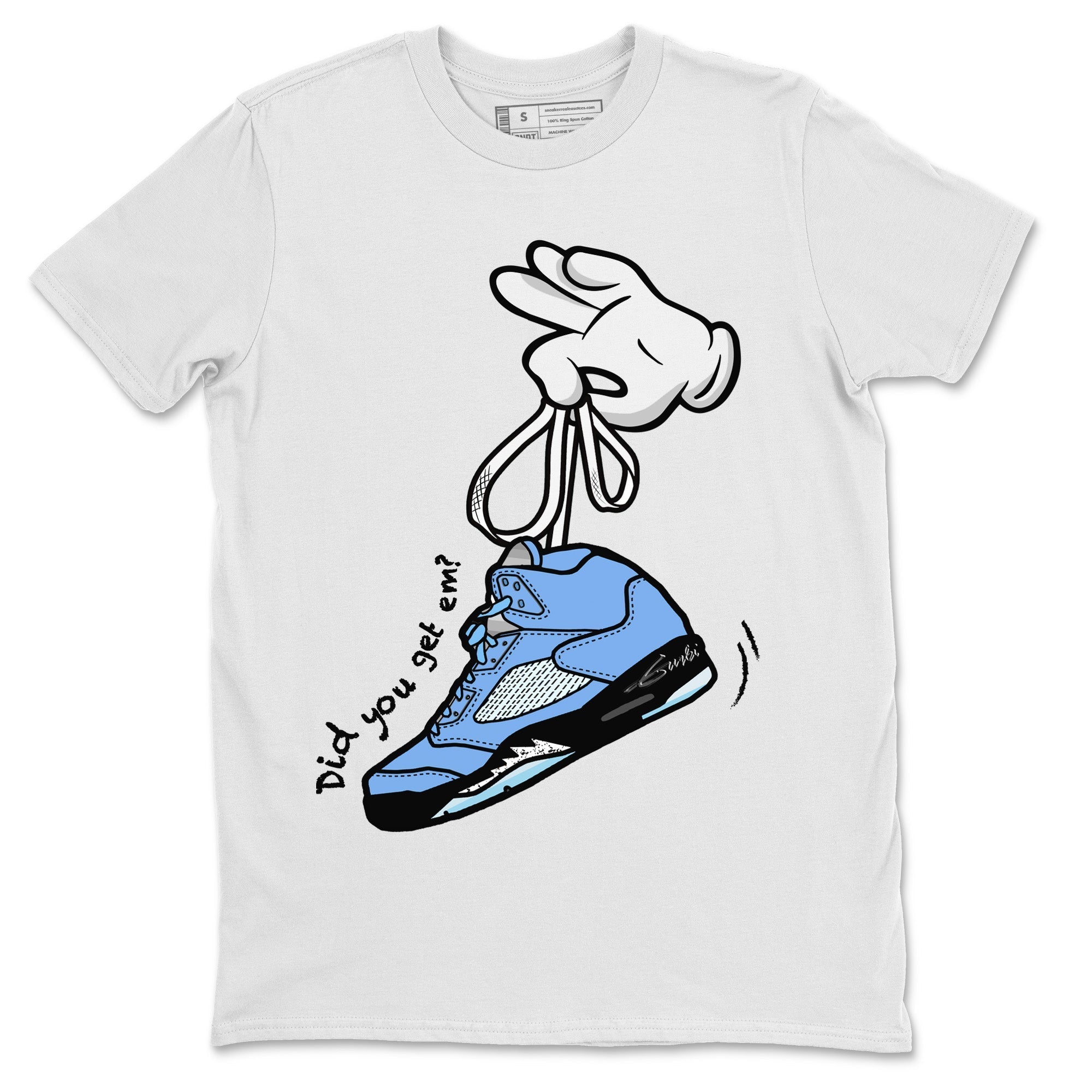 Air Jordan 5 UNC Shirt To Match Jordans Cartoon Hands Sneaker Tees Air Jordan 5 Retro UNC Drip Gear Zone Sneaker Matching Clothing Unisex Shirts White 2
