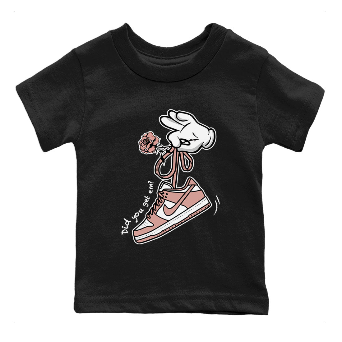 Dunk Low WMNS Rose Whisper shirt to match jordans Cartoon Hands Streetwear Sneaker Shirt Dunk Rose Whisper Drip Gear Zone Sneaker Matching Clothing Baby Toddler Kids Black 2 T-Shirt