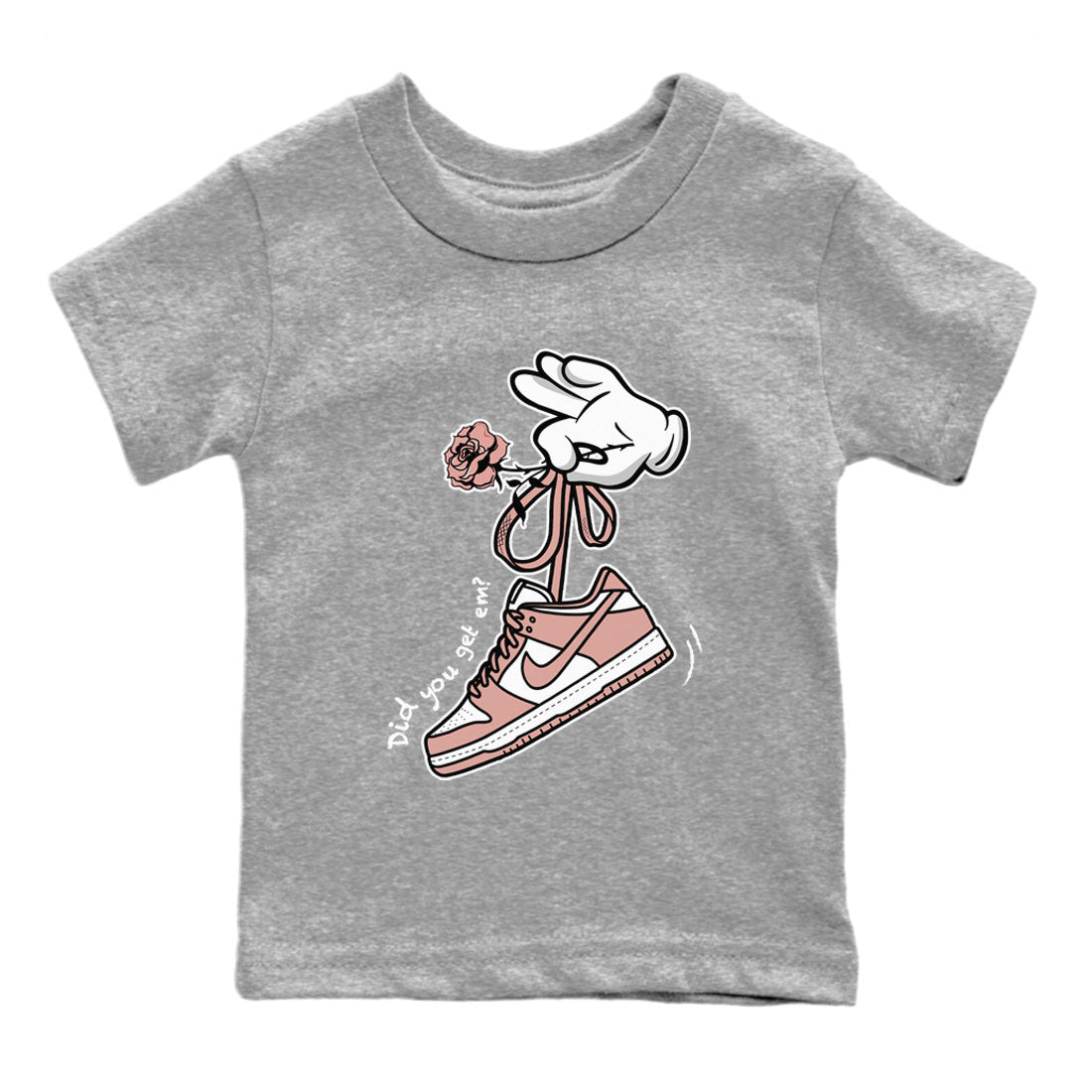 Dunk Low WMNS Rose Whisper shirt to match jordans Cartoon Hands Streetwear Sneaker Shirt Dunk Rose Whisper Drip Gear Zone Sneaker Matching Clothing Baby Toddler Kids Heather Grey 2 T-Shirt