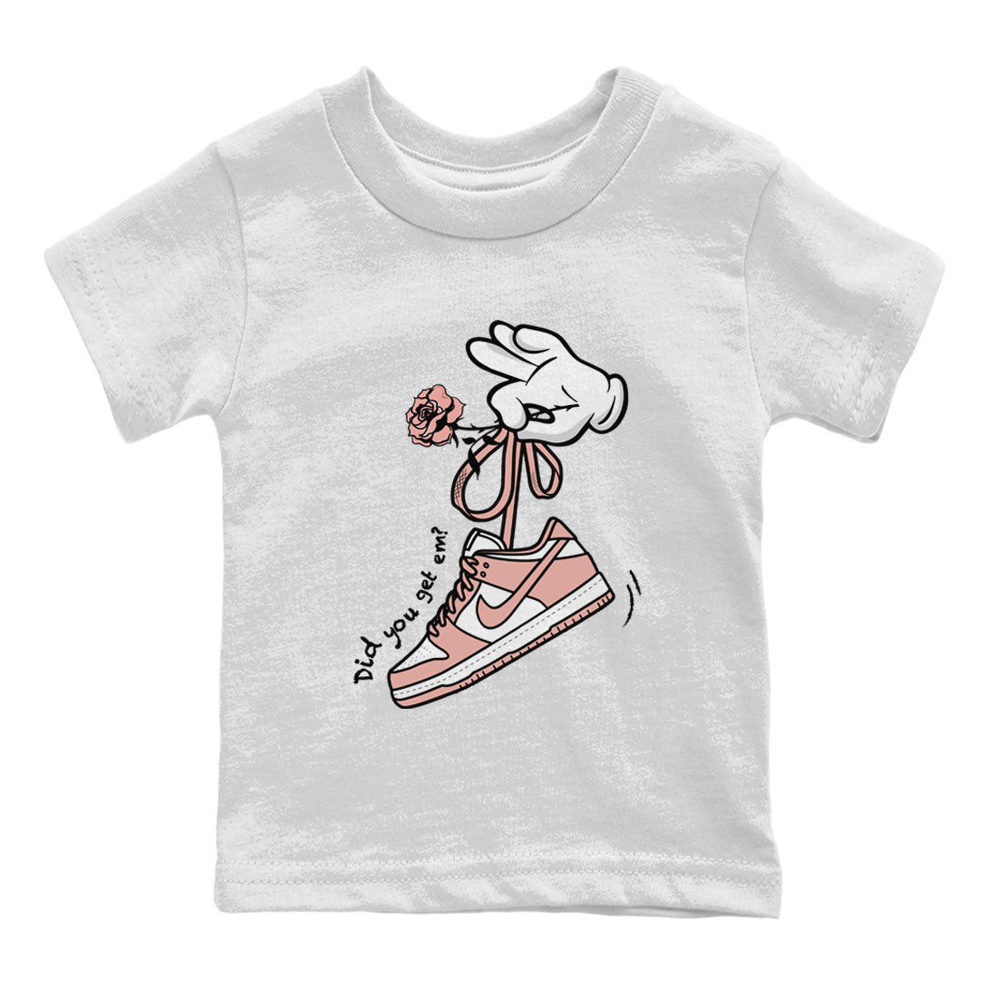 Dunk Low WMNS Rose Whisper shirt to match jordans Cartoon Hands Streetwear Sneaker Shirt Dunk Rose Whisper Drip Gear Zone Sneaker Matching Clothing Baby Toddler Kids White 2 T-Shirt