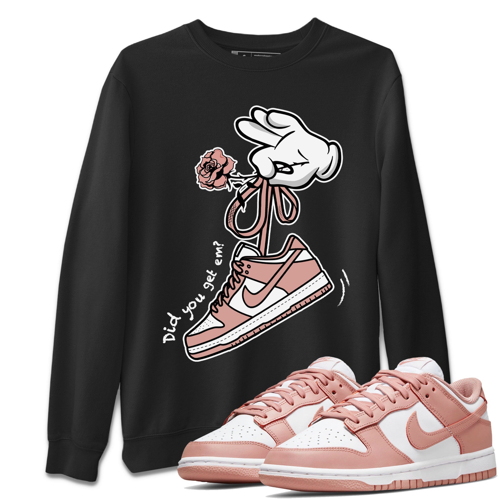 Dunk Low WMNS Rose Whisper shirt to match jordans Cartoon Hands Streetwear Sneaker Shirt Dunk Rose Whisper Drip Gear Zone Sneaker Matching Clothing Casual Unisex shirts Black 1 T-Shirt