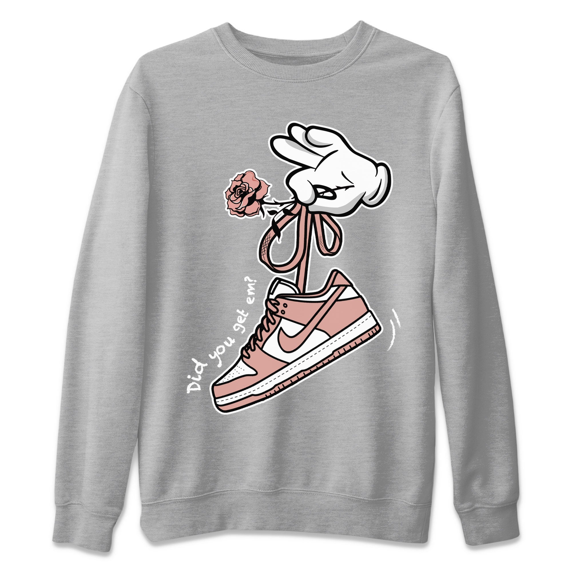 Dunk Low WMNS Rose Whisper shirt to match jordans Cartoon Hands Streetwear Sneaker Shirt Dunk Rose Whisper Drip Gear Zone Sneaker Matching Clothing Casual Unisex shirts Heather Grey 2 T-Shirt