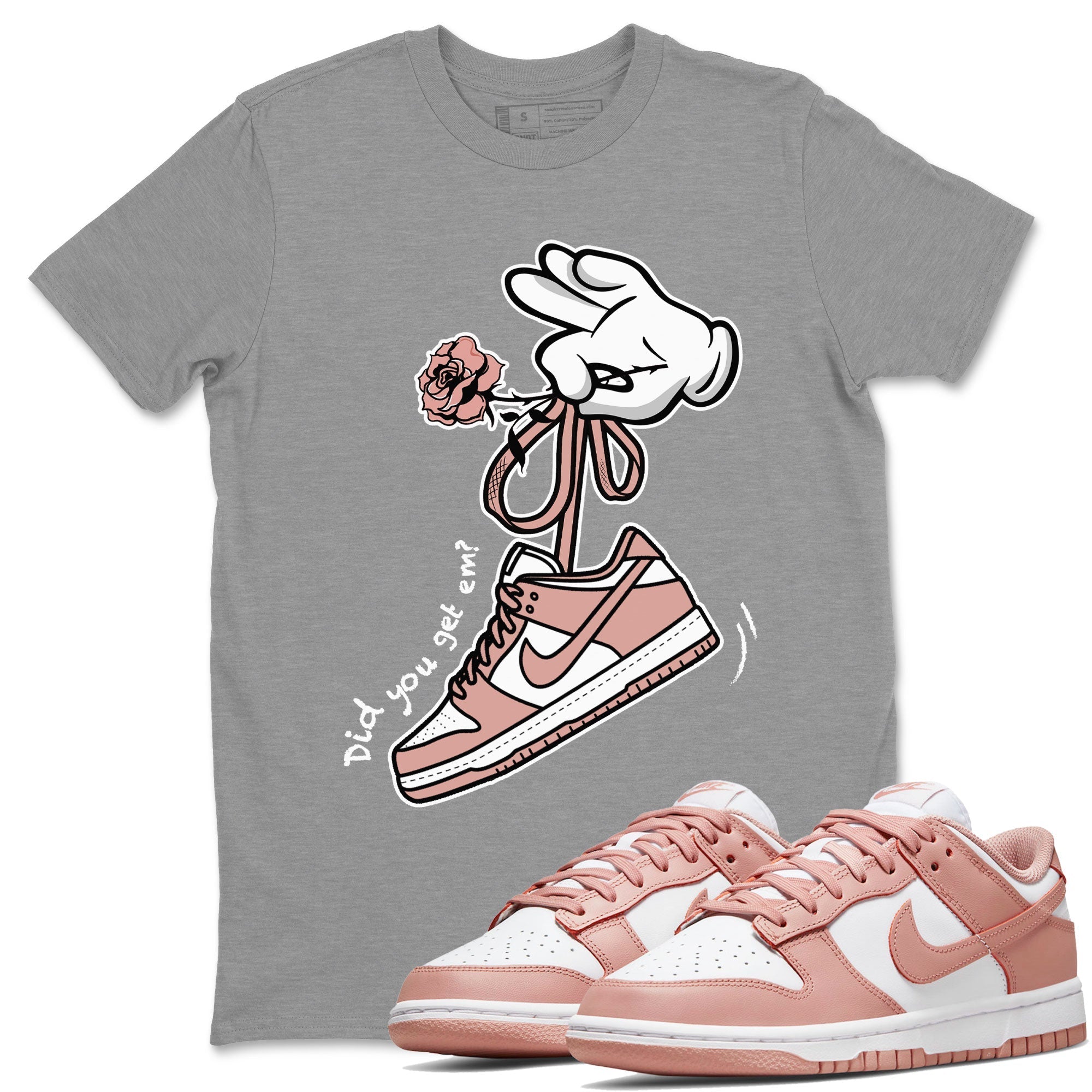 Dunk Low WMNS Rose Whisper shirt to match jordans Cartoon Hands Streetwear Sneaker Shirt Dunk Rose Whisper Drip Gear Zone Sneaker Matching Clothing Casual Unisex shirts Heather Grey 1 T-Shirt