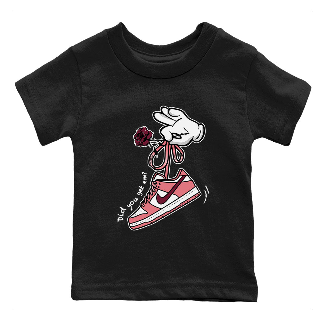 Dunks Valentines Day shirt to match jordans Cartoon Hands sneaker tees Dunks Valentine's Day Drip Gear Zone baby toddler Black 2 cotton Shirt