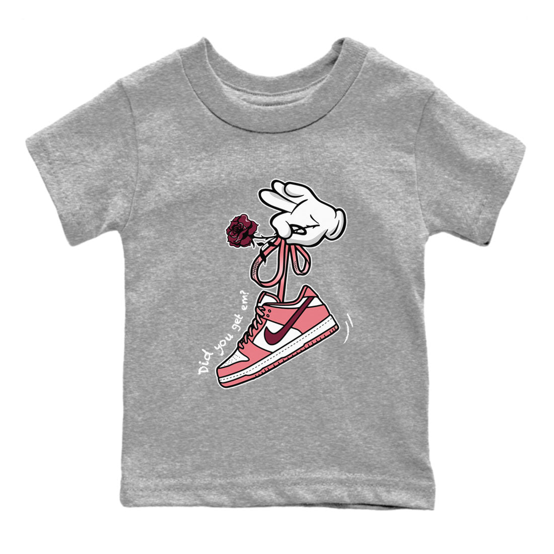 Dunks Valentines Day shirt to match jordans Cartoon Hands sneaker tees Dunks Valentine's Day Drip Gear Zone baby toddler Heather Grey 2 cotton Shirt