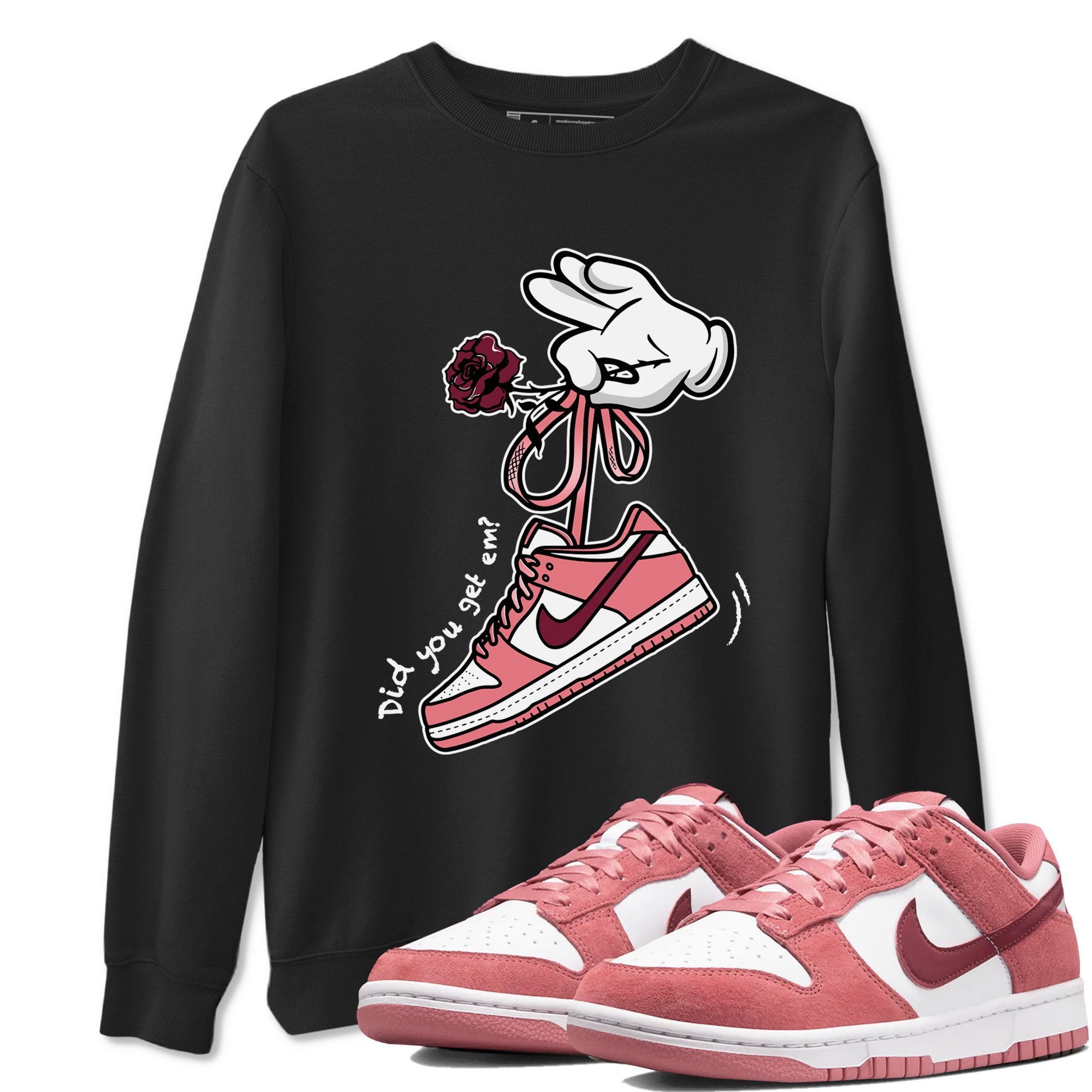 Dunks Valentines Day shirt to match jordans Cartoon Hands sneaker tees Dunks Valentine's Day Drip Gear Zone unisex cotton Black 1 crew neck shirt
