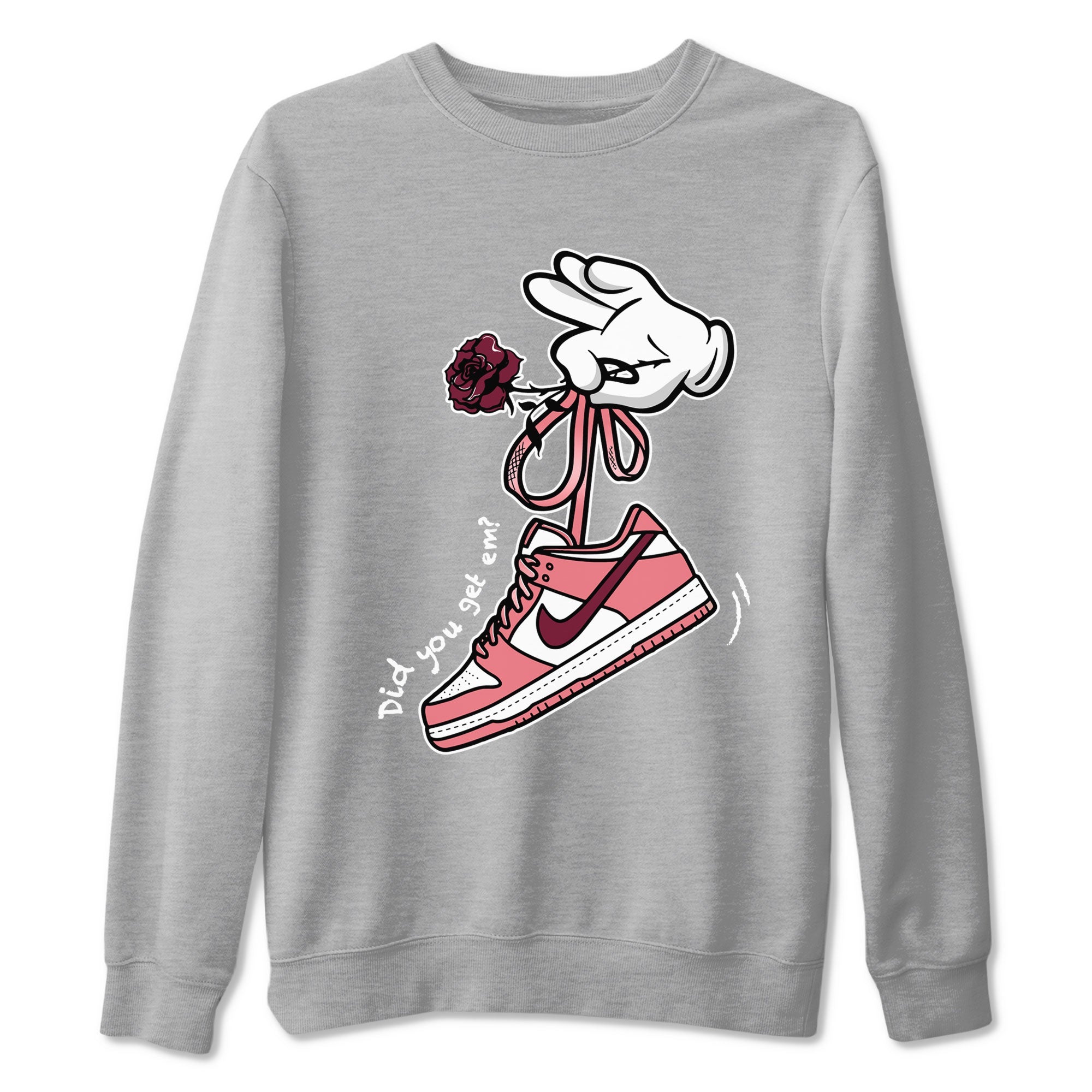 Dunks Valentines Day shirt to match jordans Cartoon Hands sneaker tees Dunks Valentine's Day Drip Gear Zone unisex cotton Heather Grey 2 crew neck shirt