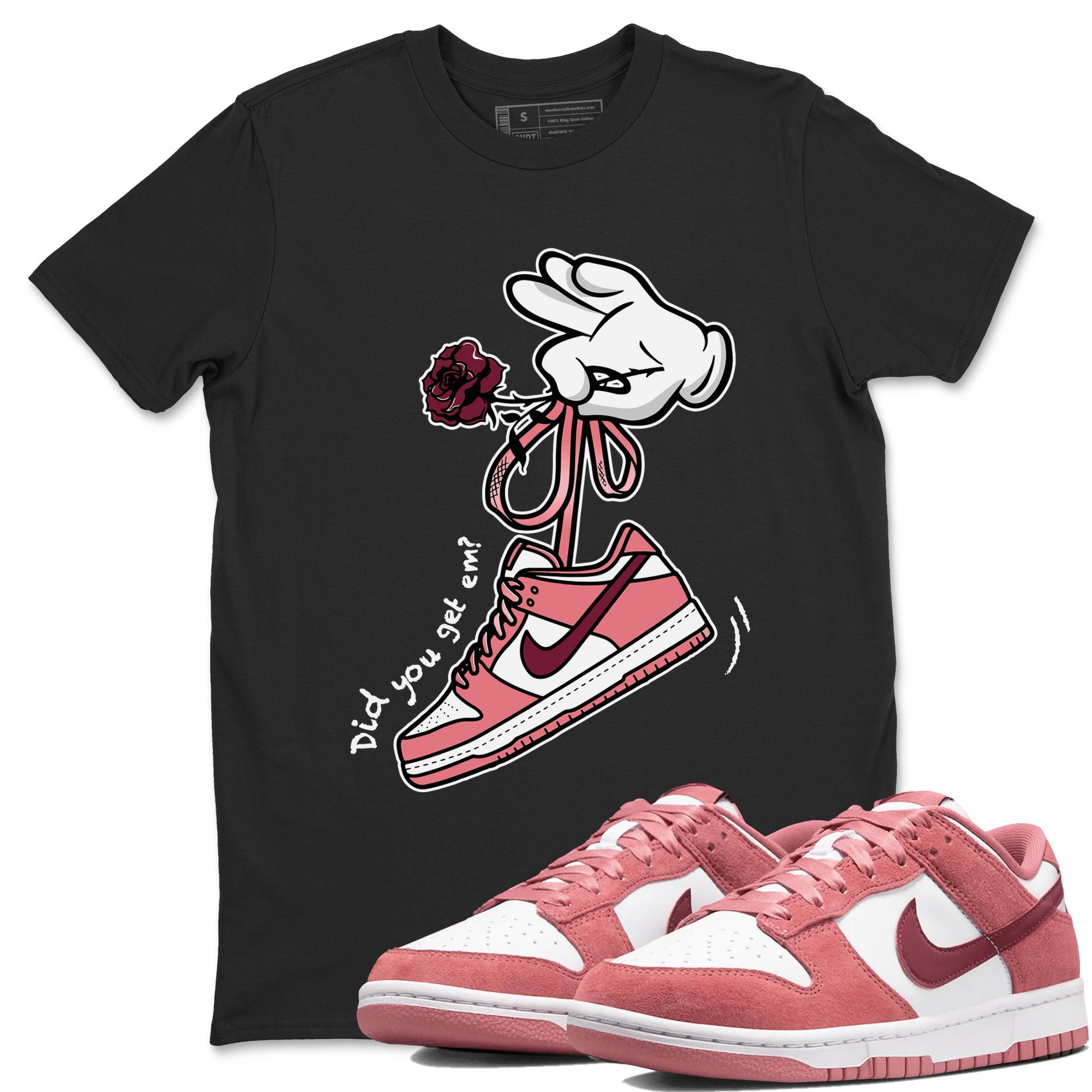 Dunks Valentines Day shirt to match jordans Cartoon Hands sneaker tees Dunks Valentine's Day Drip Gear Zone unisex cotton Black 1 crew neck shirt