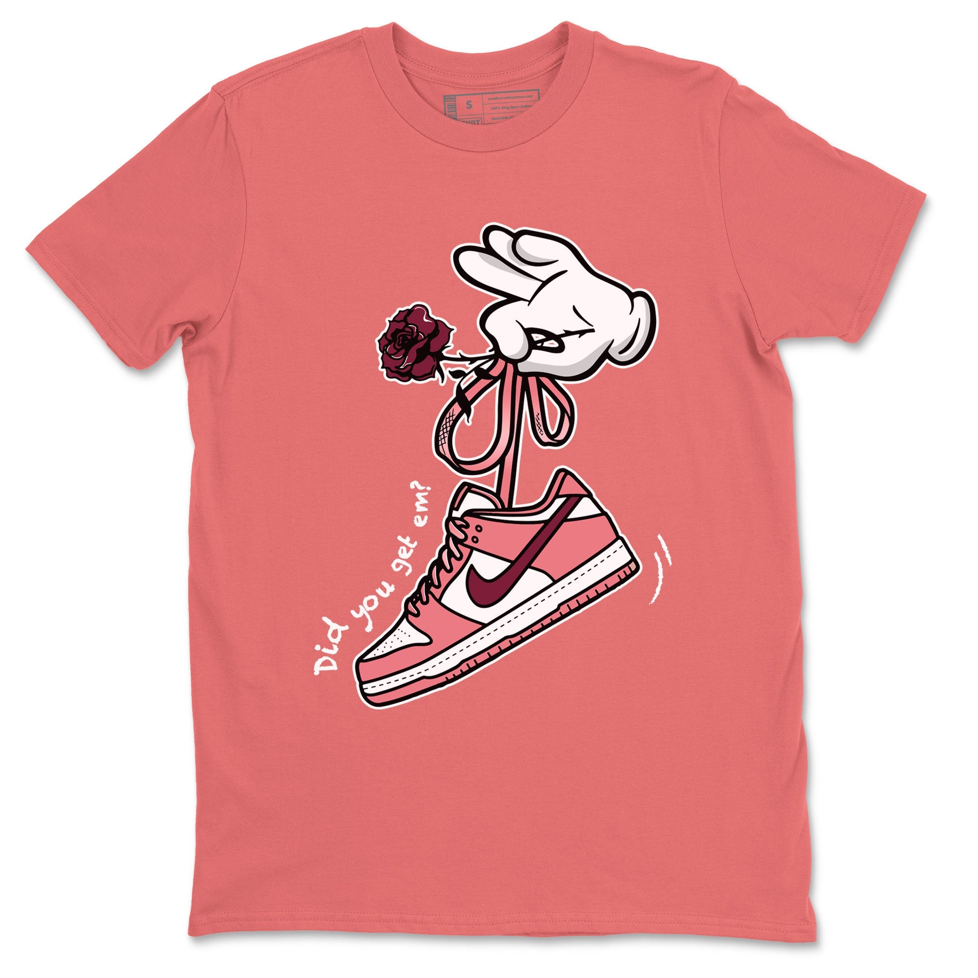 Dunks Valentines Day shirt to match jordans Cartoon Hands sneaker tees Dunks Valentine's Day Drip Gear Zone unisex cotton Coral 2 crew neck shirt