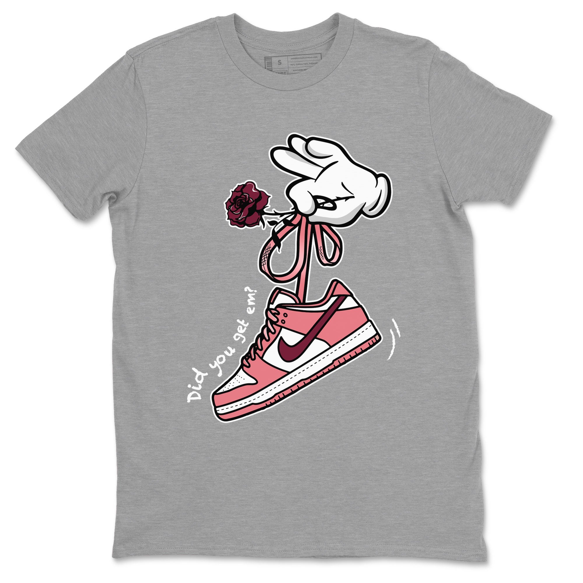 Dunks Valentines Day shirt to match jordans Cartoon Hands sneaker tees Dunks Valentine's Day Drip Gear Zone unisex cotton Heather Grey 2 crew neck shirt