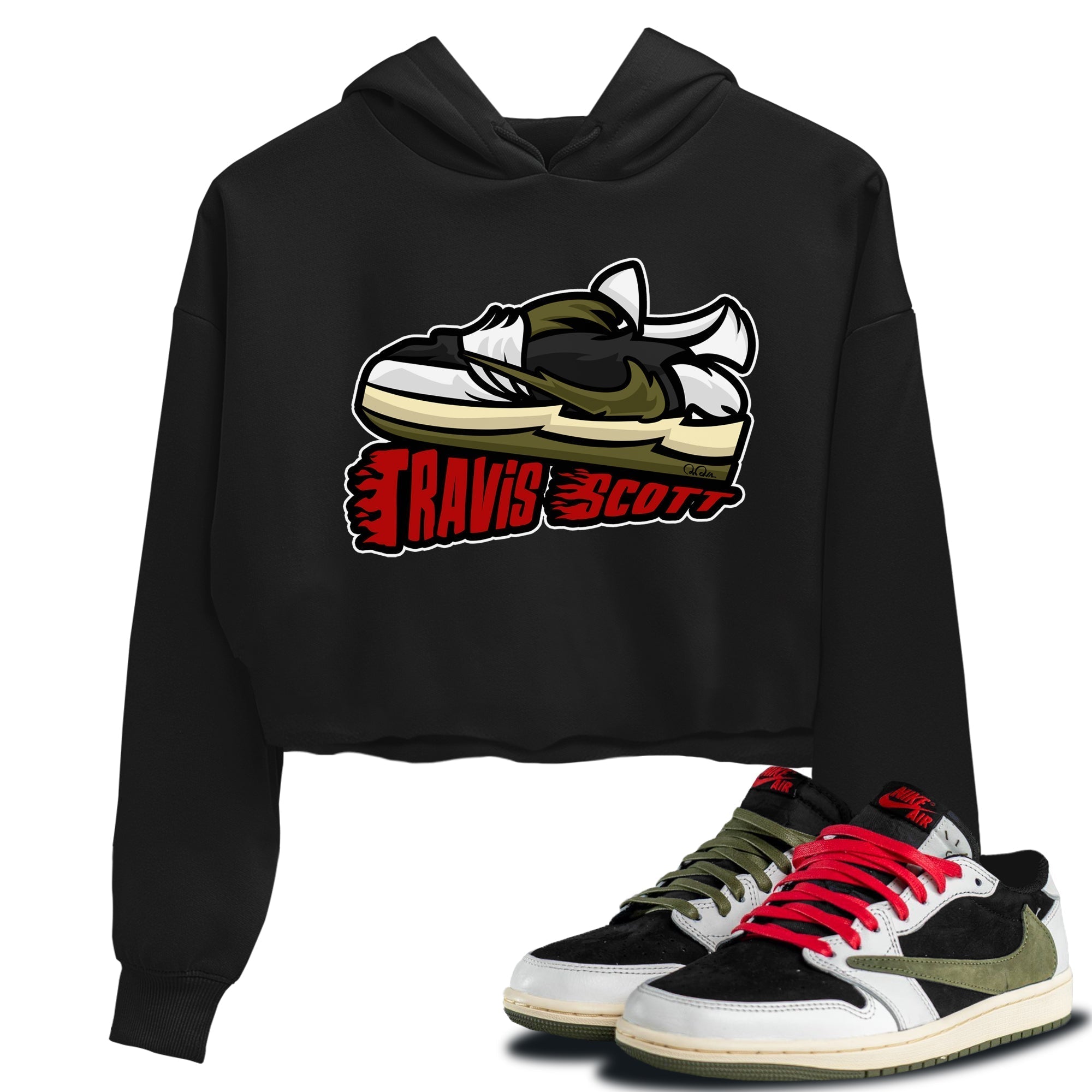 Jordan 1 Travis Scott Olive Sneaker Tees Drip Gear Zone Cartoon Shoes Sneaker Tees Jordan 1 Travis Scott Olive Shirt Women's Shirts