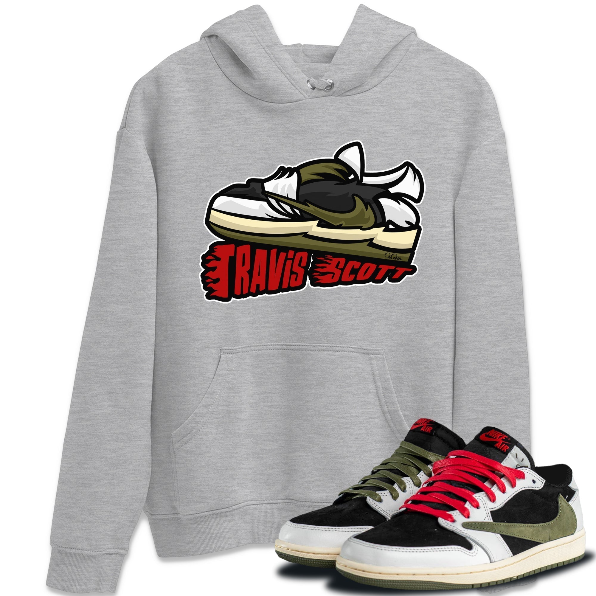 Jordan 1 Travis Scott Olive Sneaker Tees Drip Gear Zone Cartoon Shoes Sneaker Tees Jordan 1 Travis Scott Olive Shirt Unisex Shirts