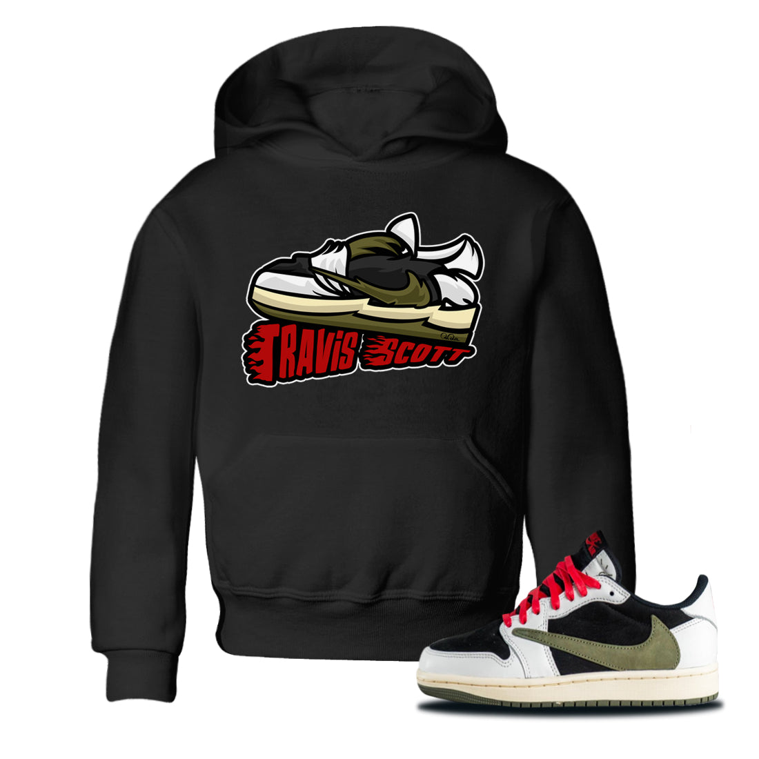 Jordan 1 Travis Scott Olive Sneaker Tees Drip Gear Zone Cartoon Shoes Sneaker Tees Jordan 1 Travis Scott Olive Shirt Kids Shirts