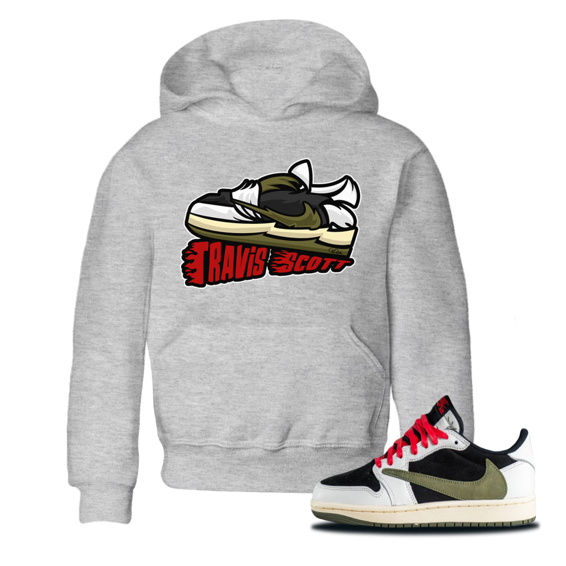Jordan 1 Travis Scott Olive Sneaker Tees Drip Gear Zone Cartoon Shoes Sneaker Tees Jordan 1 Travis Scott Olive Shirt Kids Shirts