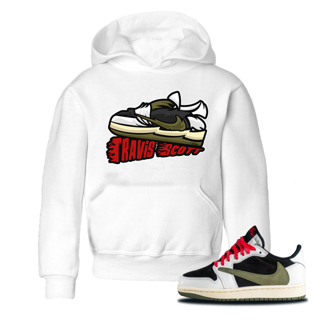 Jordan 1 Travis Scott Olive Sneaker Tees Drip Gear Zone Cartoon Shoes Sneaker Tees Jordan 1 Travis Scott Olive Shirt Kids Shirts