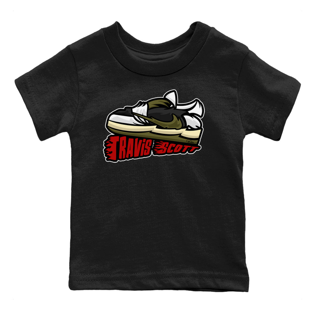 Jordan 1 Travis Scott Olive Sneaker Tees Drip Gear Zone Cartoon Shoes Sneaker Tees Jordan 1 Travis Scott Olive Shirt Kids Shirts