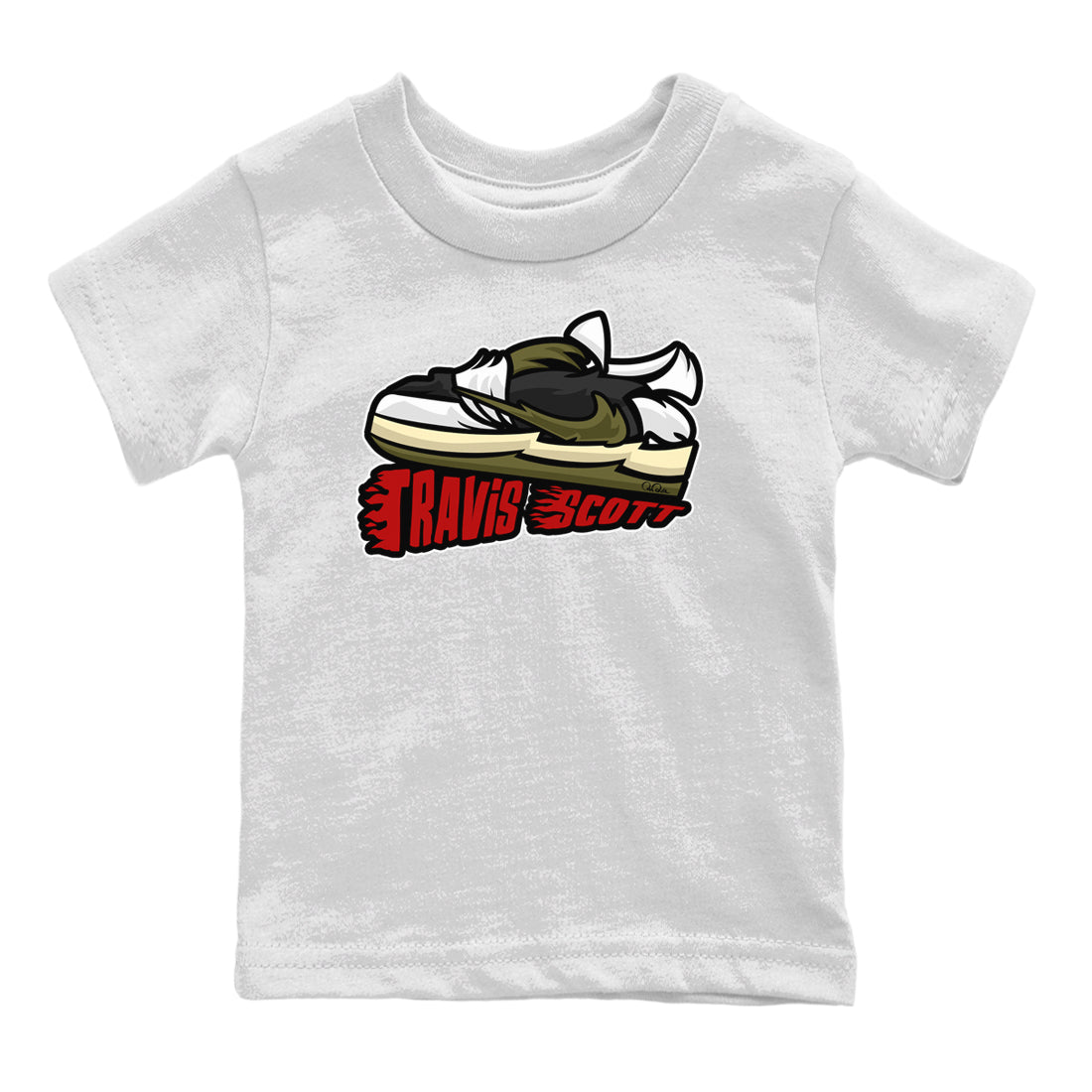 Jordan 1 Travis Scott Olive Sneaker Tees Drip Gear Zone Cartoon Shoes Sneaker Tees Jordan 1 Travis Scott Olive Shirt Kids Shirts