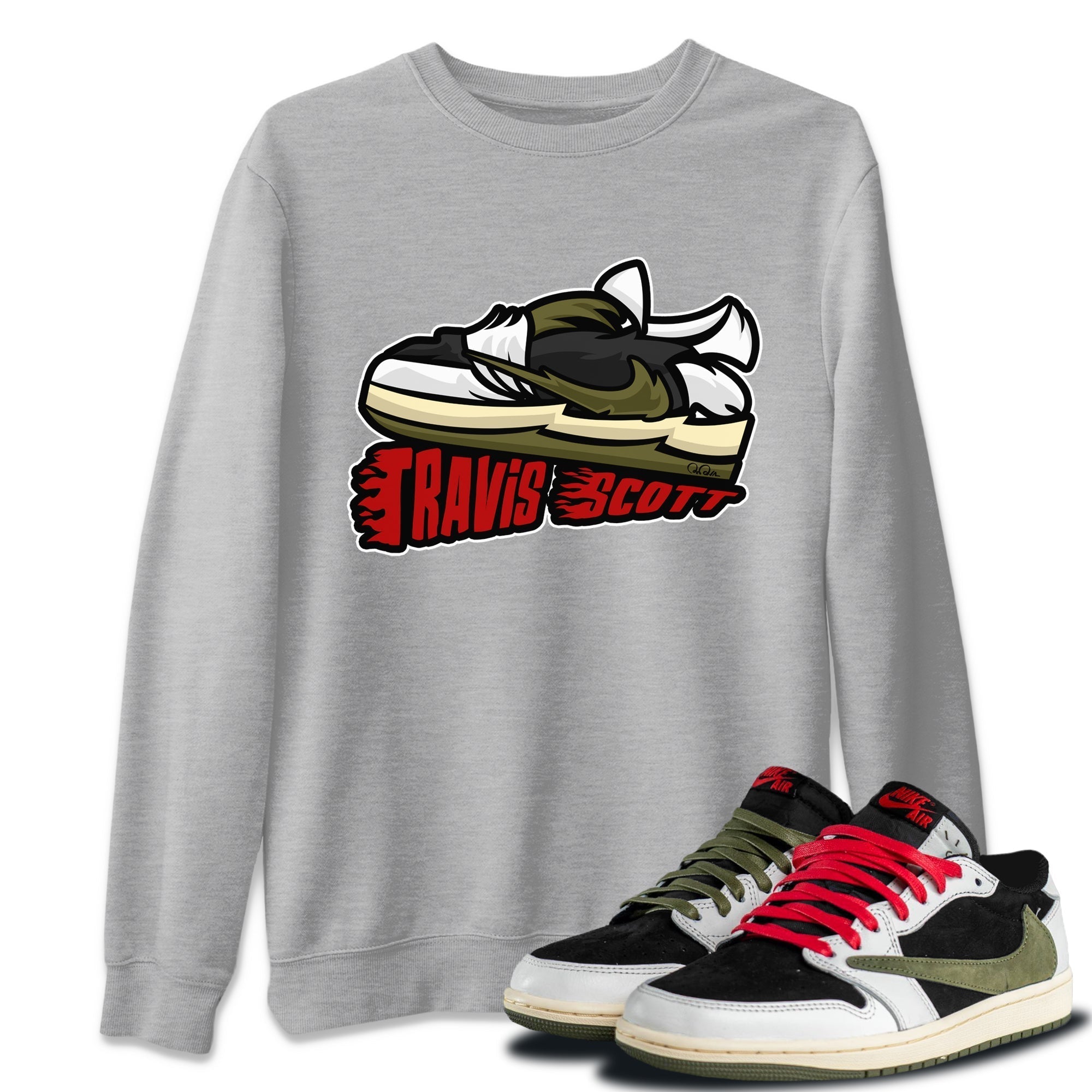 Jordan 1 Travis Scott Olive Sneaker Tees Drip Gear Zone Cartoon Shoes Sneaker Tees Jordan 1 Travis Scott Olive Shirt Unisex Shirts