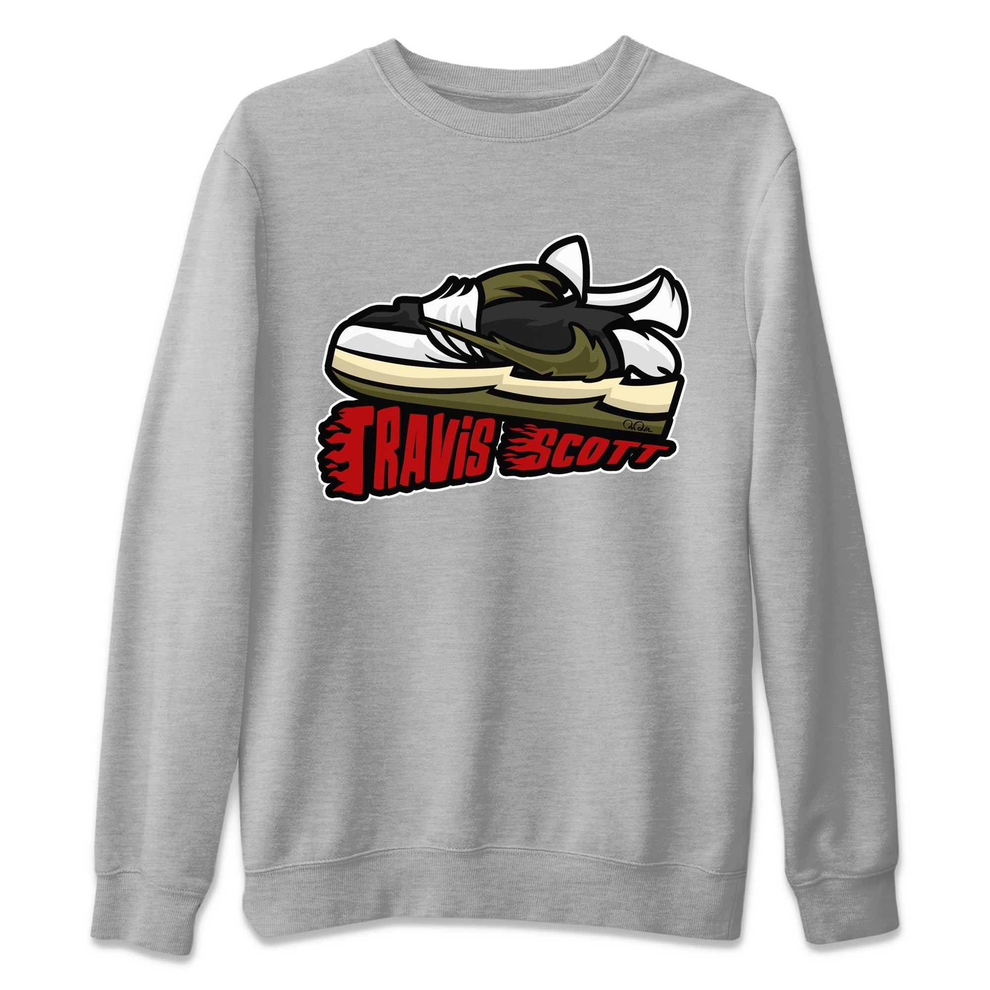 Jordan 1 Travis Scott Olive Sneaker Tees Drip Gear Zone Cartoon Shoes Sneaker Tees Jordan 1 Travis Scott Olive Shirt Unisex Shirts