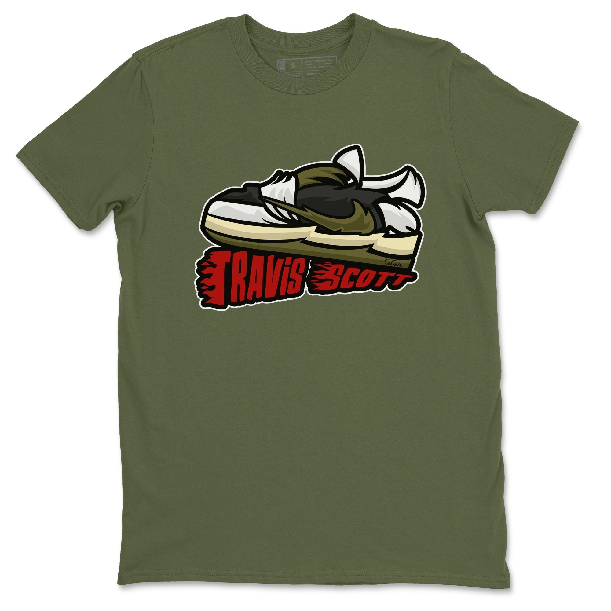 Jordan 1 Travis Scott Olive Sneaker Tees Drip Gear Zone Cartoon Shoes Sneaker Tees Jordan 1 Travis Scott Olive Shirt Unisex Shirts