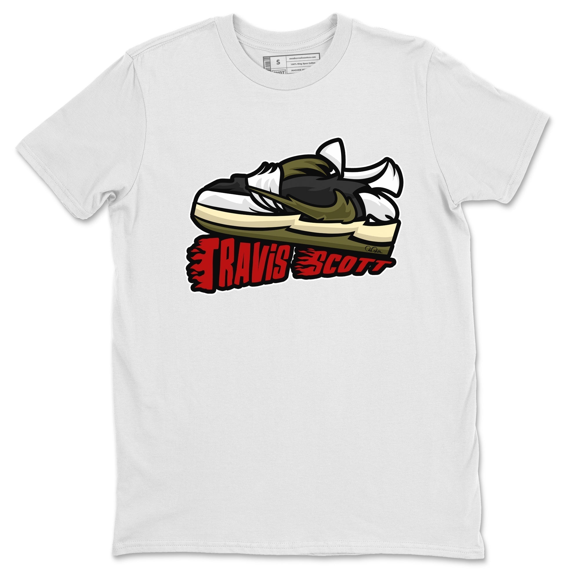 Jordan 1 Travis Scott Olive Sneaker Tees Drip Gear Zone Cartoon Shoes Sneaker Tees Jordan 1 Travis Scott Olive Shirt Unisex Shirts