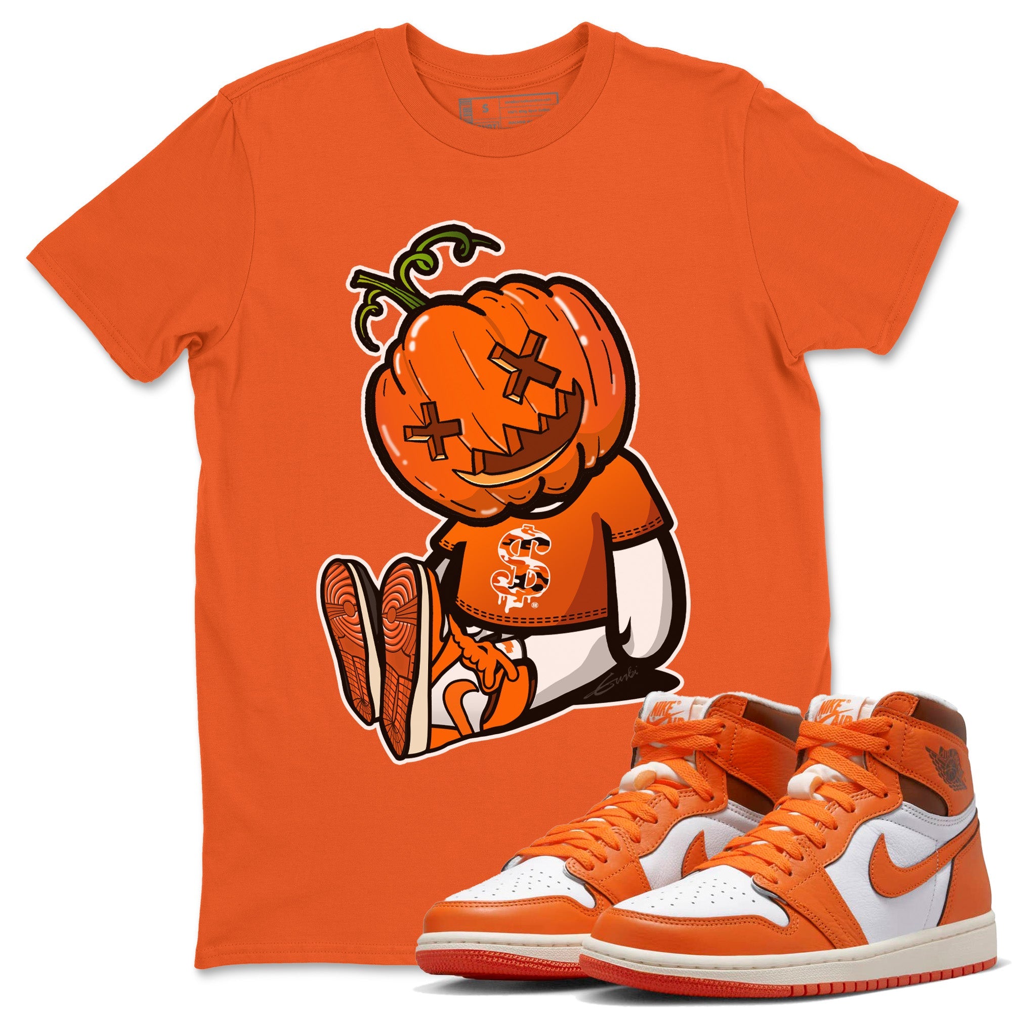 Jordan 1 Starfish Sneaker Matching T-Shirt Carved Pumpkin Dolls Sneaker Tees Jordan 1 Starfish Sneaker Release Tees Crew Neck Tees