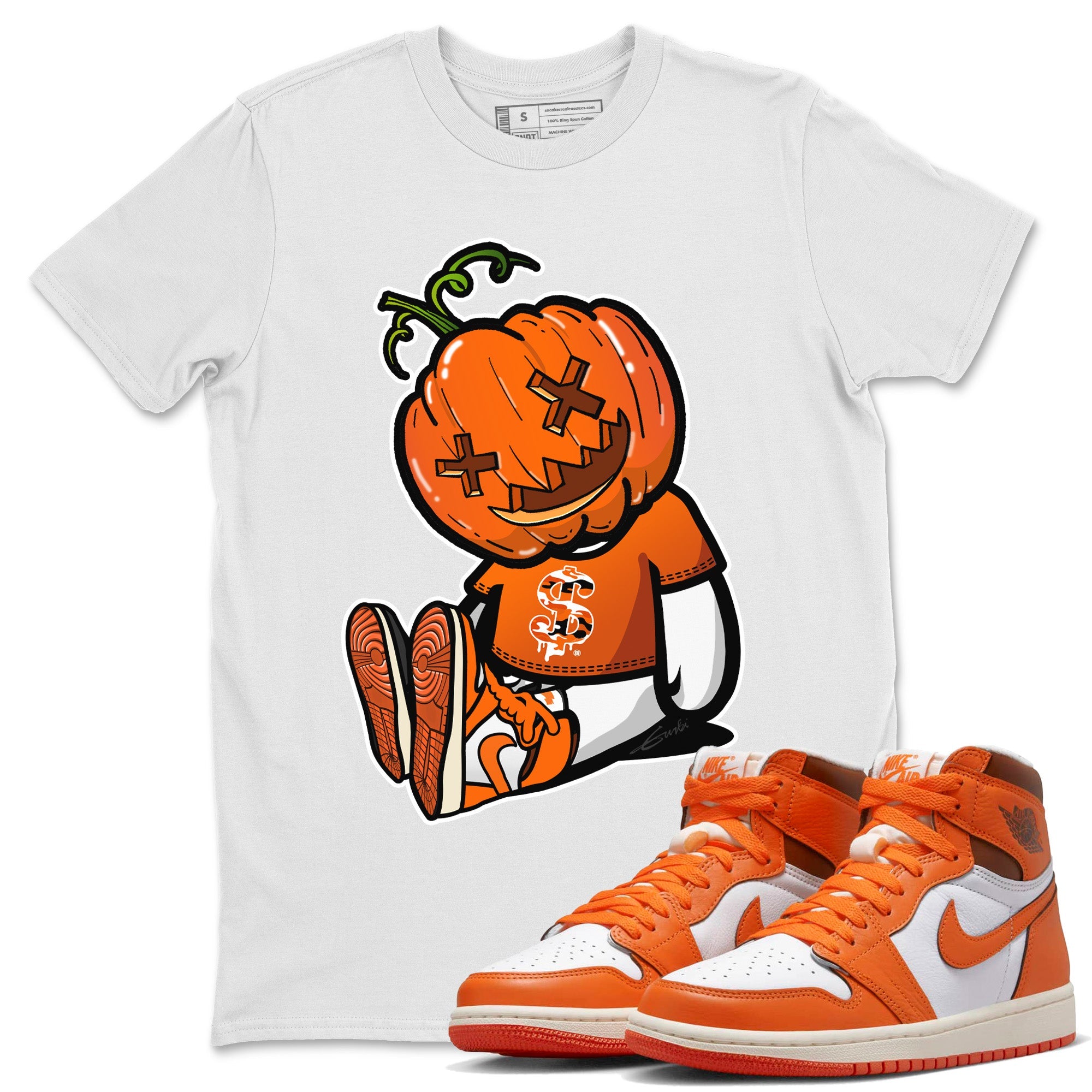 Jordan 1 Starfish Sneaker Matching T-Shirt Carved Pumpkin Dolls Sneaker Tees Jordan 1 Starfish Sneaker Release Tees Crew Neck Tees