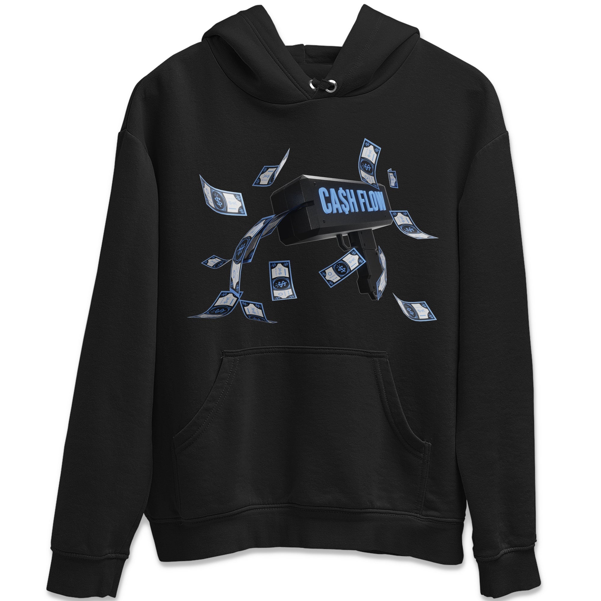 Air Jordan 1 Retro High OG UNC Toe Shirt to match Jordans Cash Flow Streetwear Sneaker Shirt 1s UNC Toe Drip Gear Zone Sneaker Matching Clothing Crew Neck T-Shirts Black 2