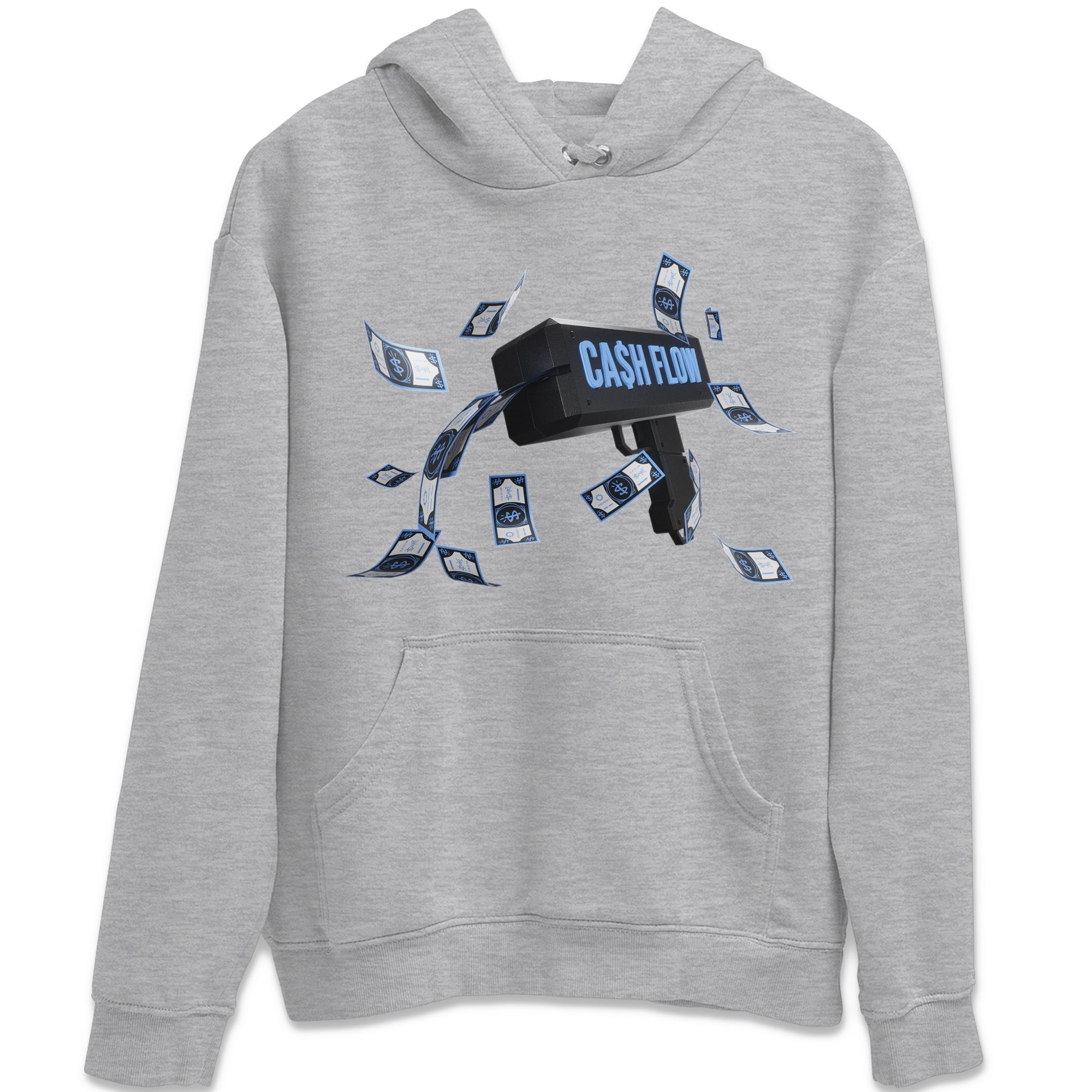 Air Jordan 1 Retro High OG UNC Toe Shirt to match Jordans Cash Flow Streetwear Sneaker Shirt 1s UNC Toe Drip Gear Zone Sneaker Matching Clothing Crew Neck T-Shirts Heather Grey 2