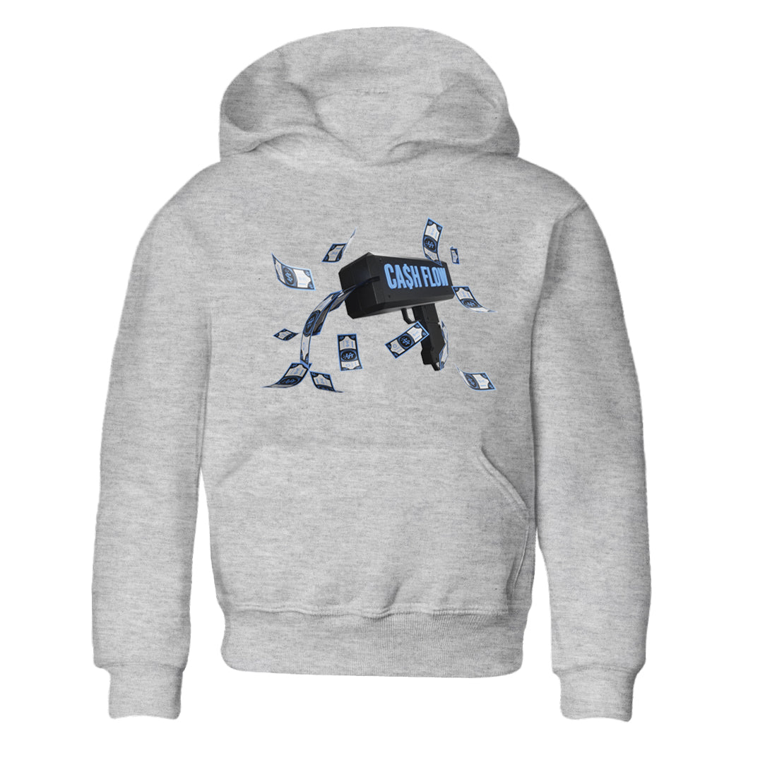 Air Jordan 1 Retro High OG UNC Toe Shirt to match Jordans Cash Flow Streetwear Sneaker Shirt 1s UNC Toe Drip Gear Zone Sneaker Matching Clothing Kids and Baby Tees Heather Grey 2