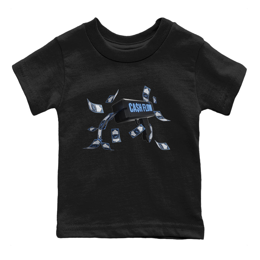 Air Jordan 1 Retro High OG UNC Toe Shirt to match Jordans Cash Flow Streetwear Sneaker Shirt 1s UNC Toe Drip Gear Zone Sneaker Matching Clothing Kids and Baby Tees Black 2