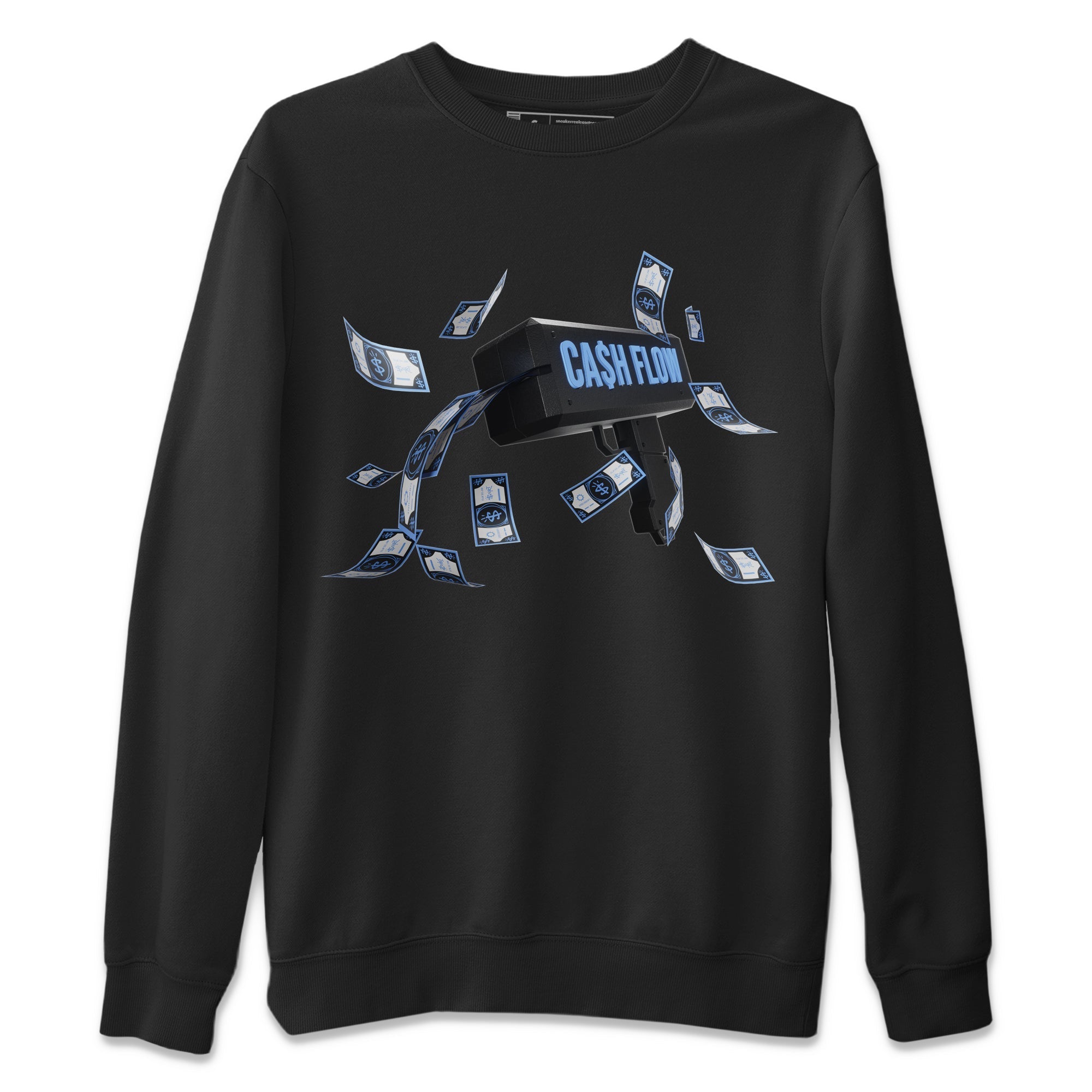 Air Jordan 1 Retro High OG UNC Toe Shirt to match Jordans Cash Flow Streetwear Sneaker Shirt 1s UNC Toe Drip Gear Zone Sneaker Matching Clothing Crew Neck T-Shirts Black 2