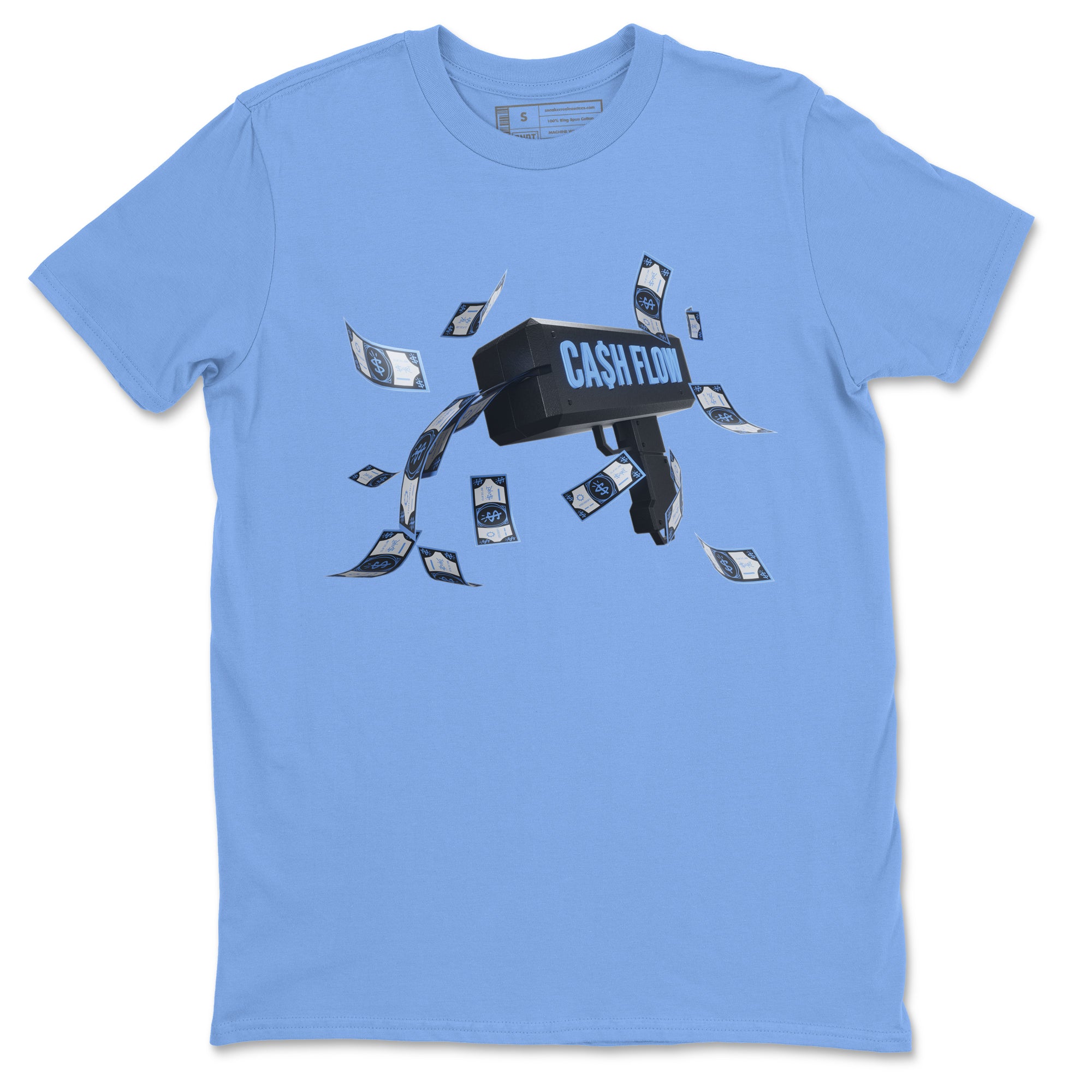 Air Jordan 1 Retro High OG UNC Toe Shirt to match Jordans Cash Flow Streetwear Sneaker Shirt 1s UNC Toe Drip Gear Zone Sneaker Matching Clothing Crew Neck T-Shirts Carolina Blue 2