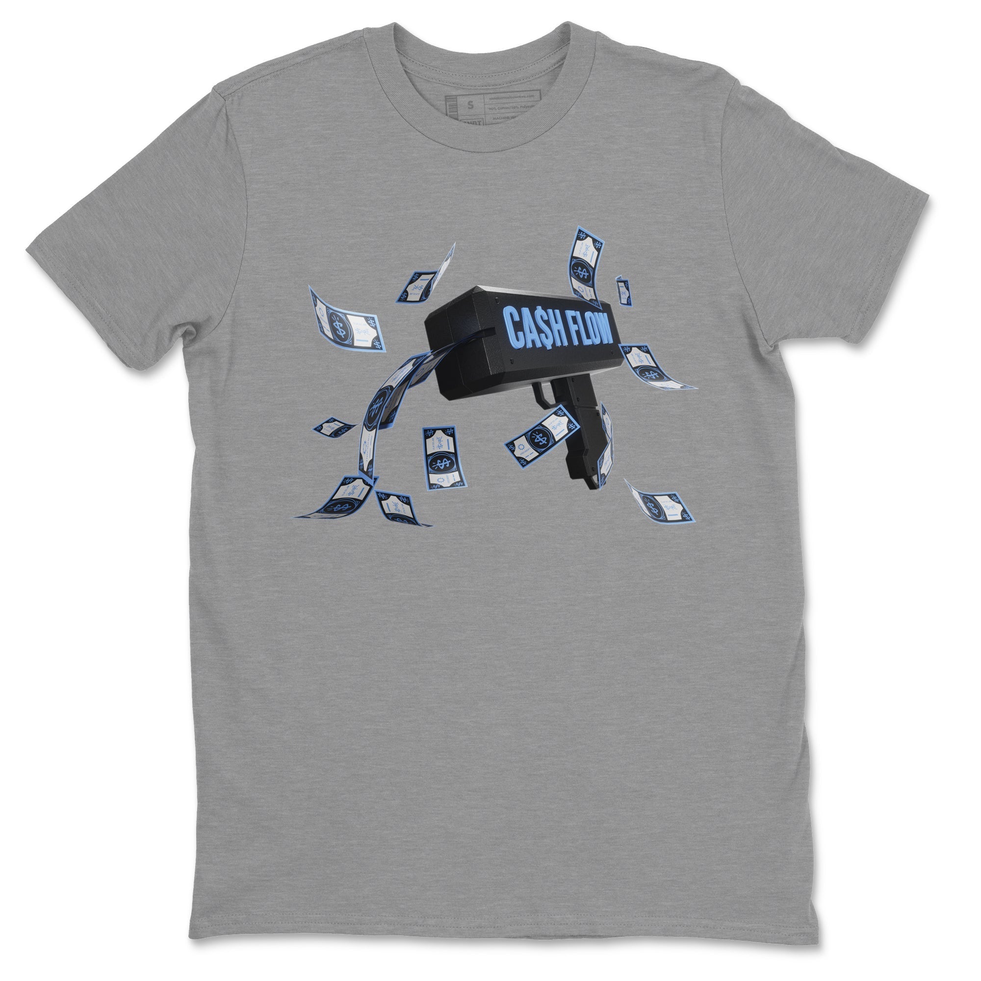 Air Jordan 1 Retro High OG UNC Toe Shirt to match Jordans Cash Flow Streetwear Sneaker Shirt 1s UNC Toe Drip Gear Zone Sneaker Matching Clothing Crew Neck T-Shirts Heather Grey 2