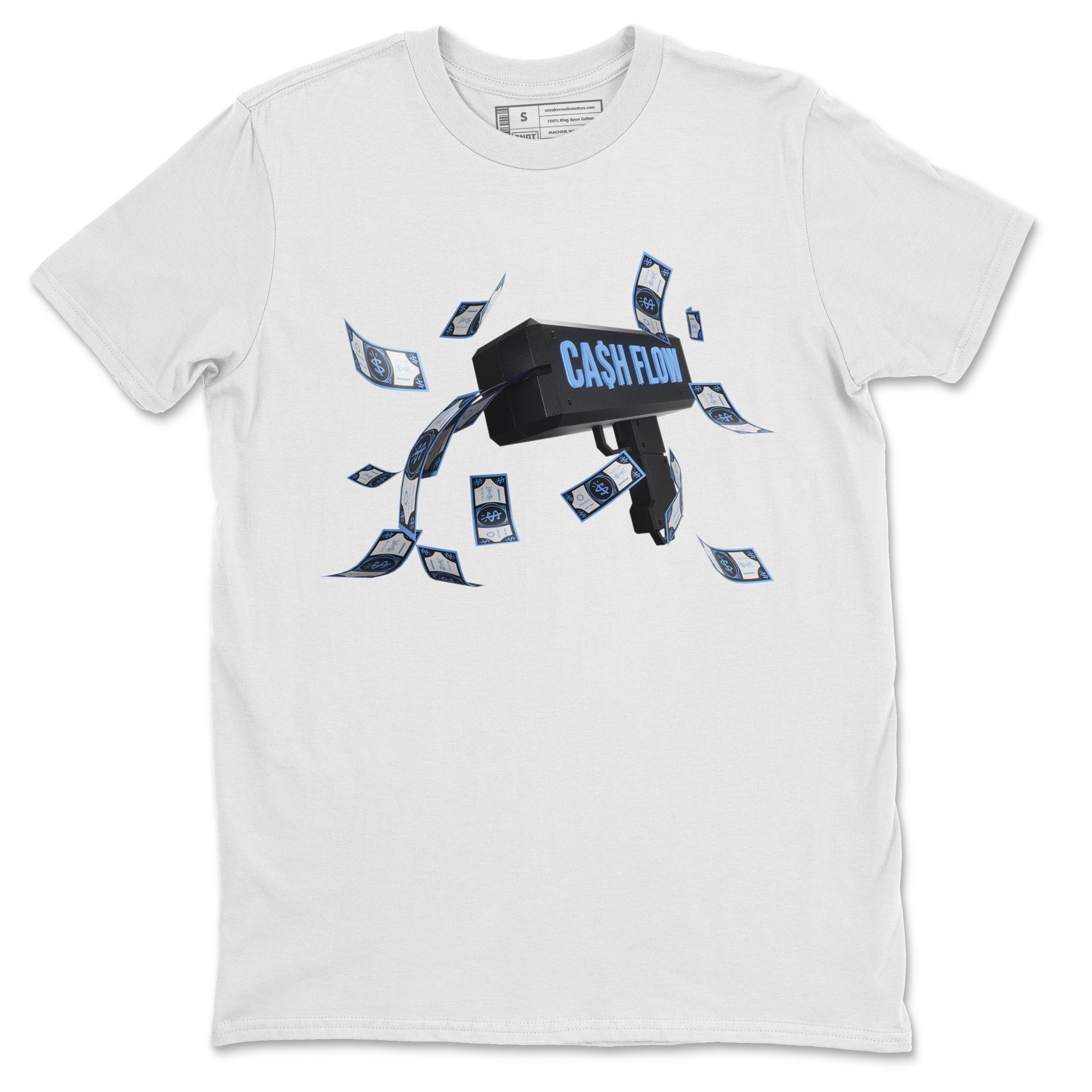 Air Jordan 1 Retro High OG UNC Toe Shirt to match Jordans Cash Flow Streetwear Sneaker Shirt 1s UNC Toe Drip Gear Zone Sneaker Matching Clothing Crew Neck T-Shirts White 2