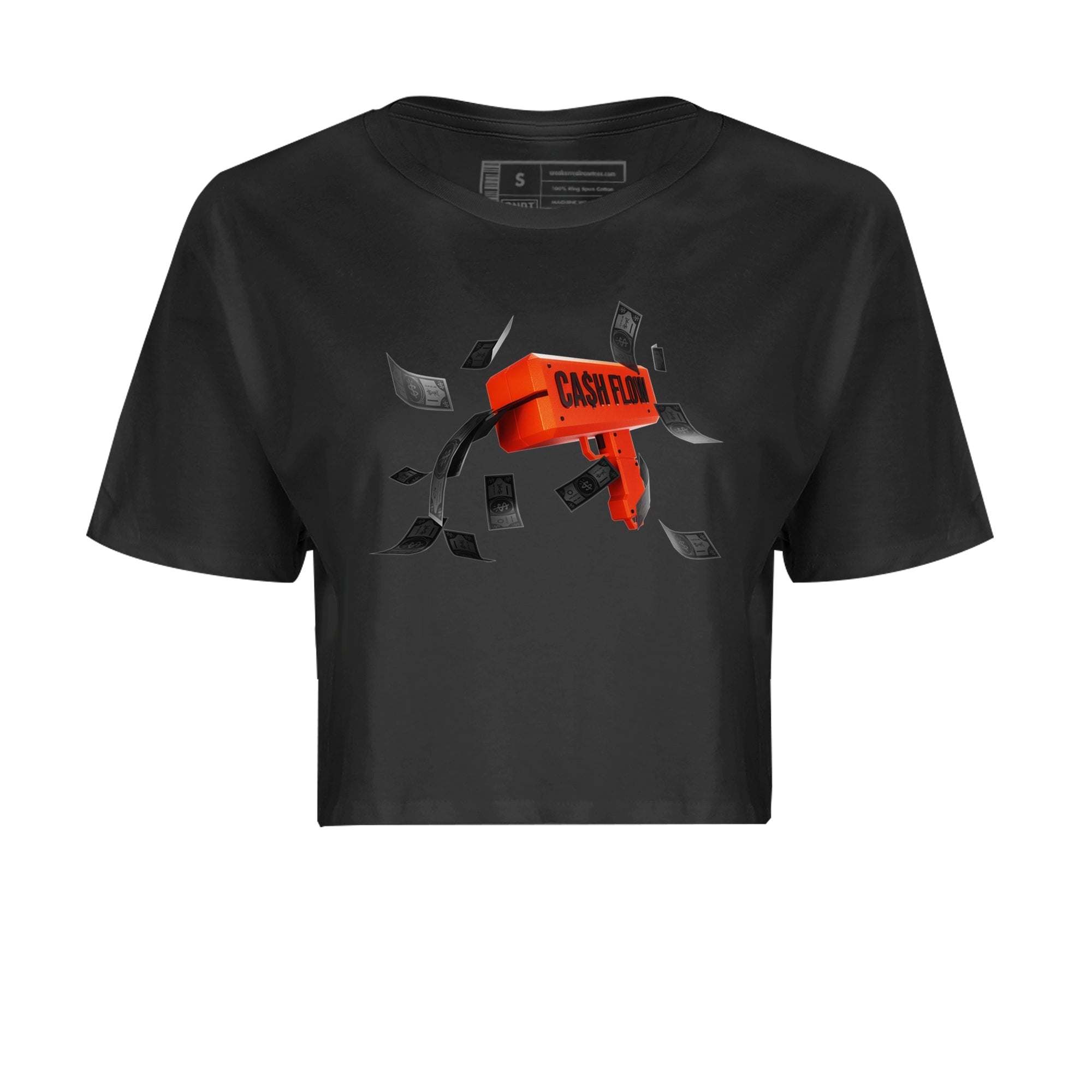 Air Jordan 12 Brilliant Orange Sneaker Match Tees Cash Flow Streetwear Sneaker Shirt AJ12 Brilliant Orange Sneaker Release Tees Women's Shirts Black 2