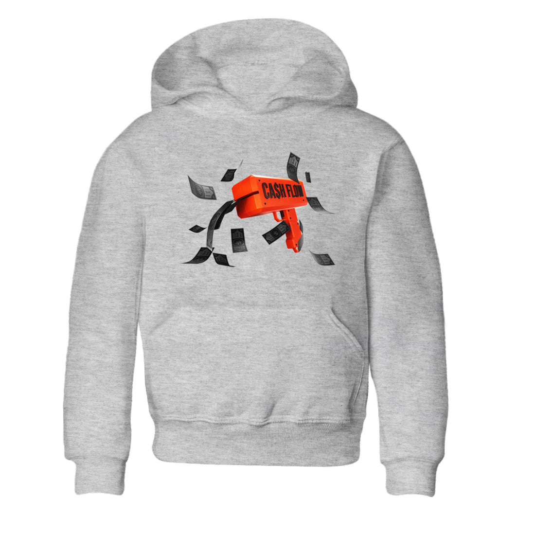 Air Jordan 12 Brilliant Orange Sneaker Match Tees Cash Flow Streetwear Sneaker Shirt AJ12 Brilliant Orange Sneaker Release Tees Kids Shirts Heather Grey 2