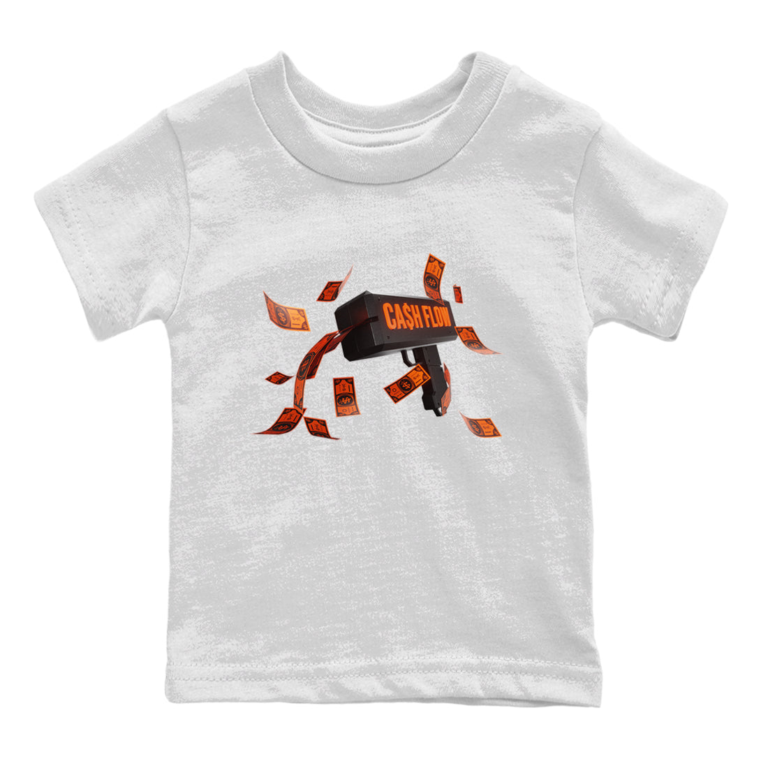 Air Jordan 12 Brilliant Orange Sneaker Match Tees Cash Flow Streetwear Sneaker Shirt AJ12 Brilliant Orange Sneaker Release Tees Kids Shirts White 2