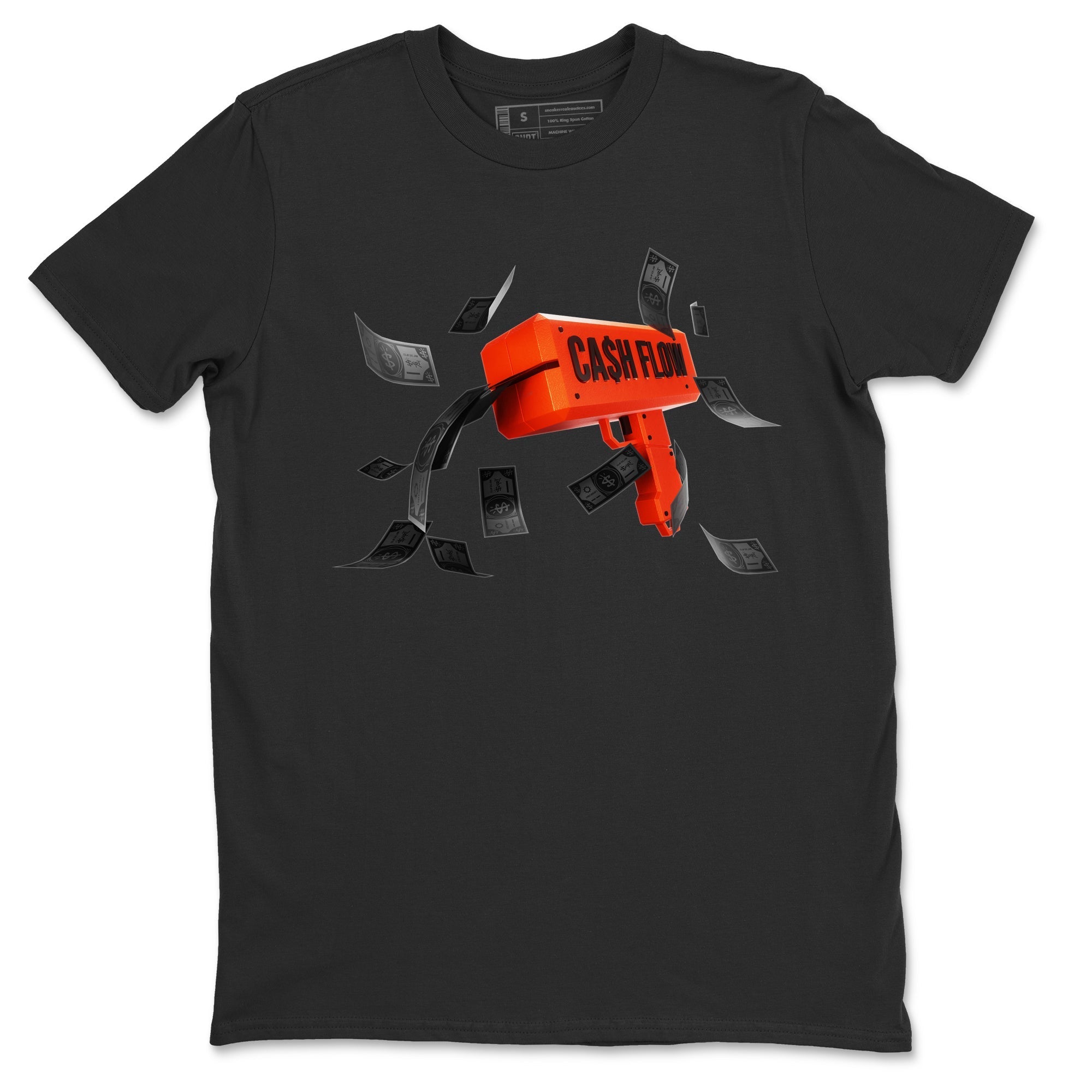 Air Jordan 12 Brilliant Orange Sneaker Match Tees Cash Flow Streetwear Sneaker Shirt AJ12 Brilliant Orange Sneaker Release Tees Unisex Shirts Black 2