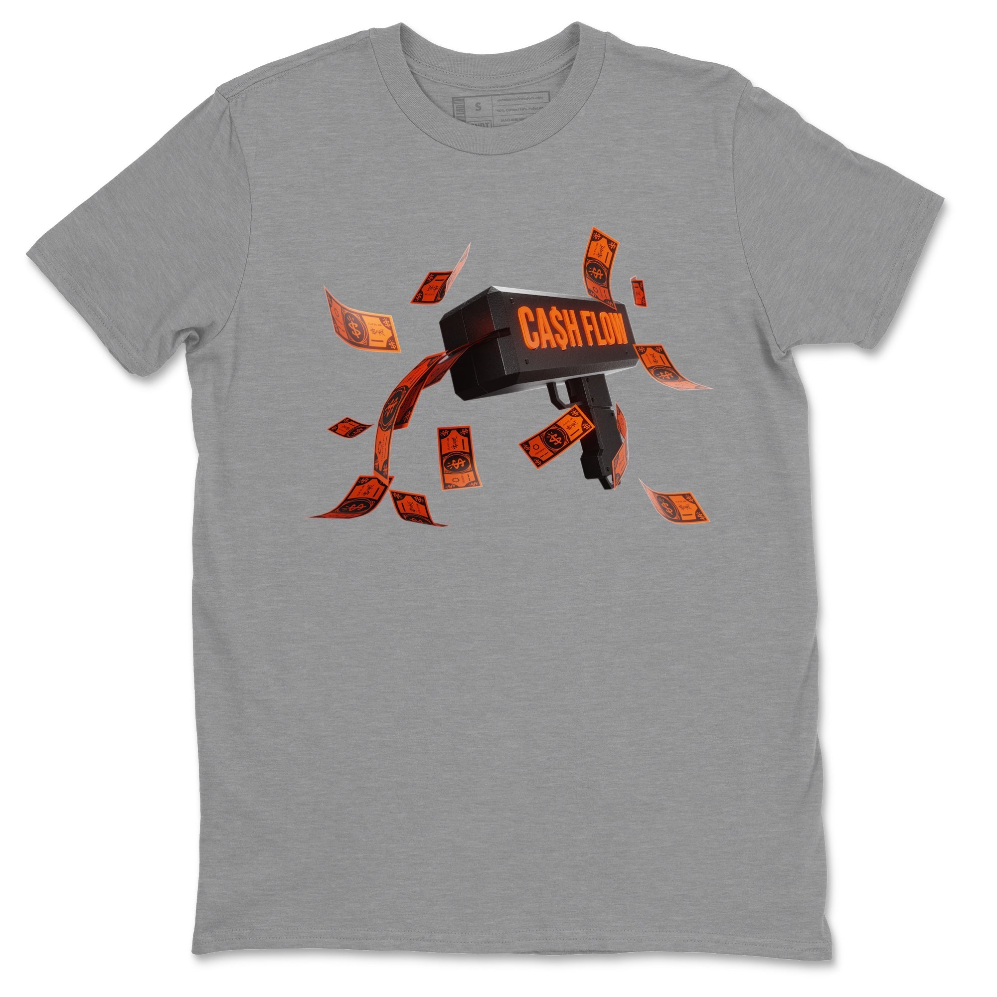 Air Jordan 12 Brilliant Orange Sneaker Match Tees Cash Flow Streetwear Sneaker Shirt AJ12 Brilliant Orange Sneaker Release Tees Unisex Shirts Heather Grey 2